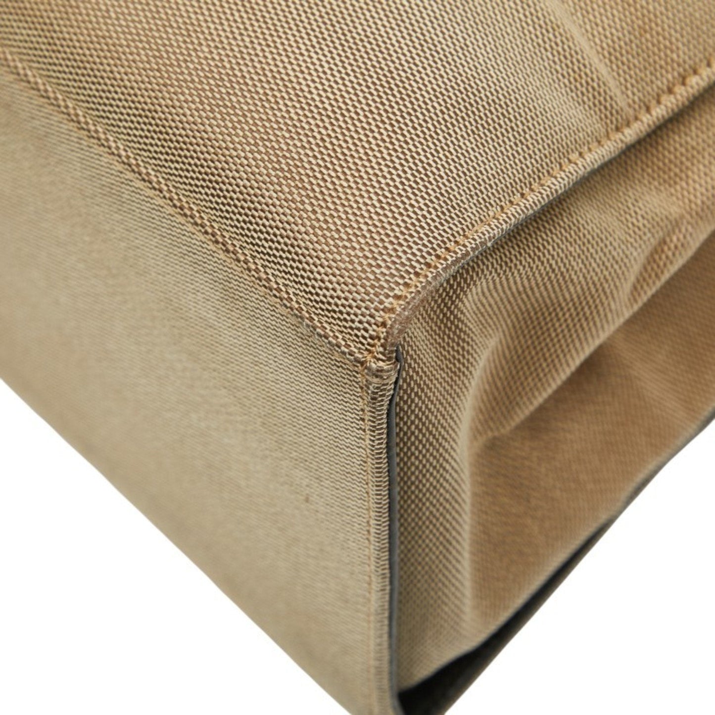 Gucci Bamboo Beige Black Canvas Handbag Tote Bag ( )