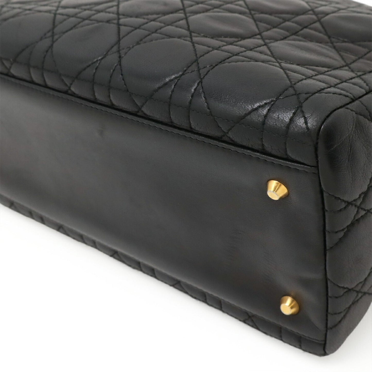 Christian Dior Black Leather Handbag Tote Bag ()