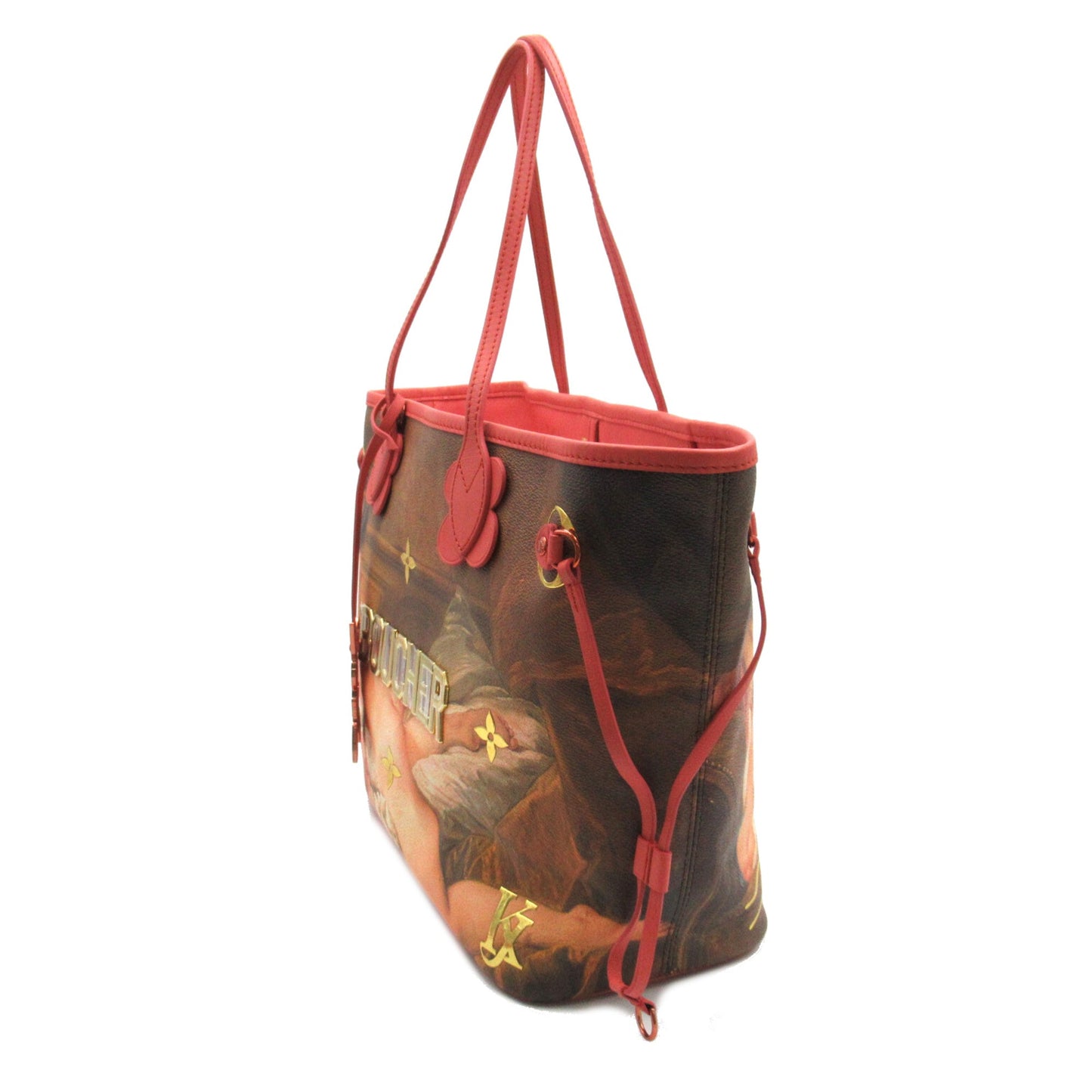 LOUIS VUITTON Boucher Neverfull MM Pink Brown Masters collection PVC coated canvas Tote