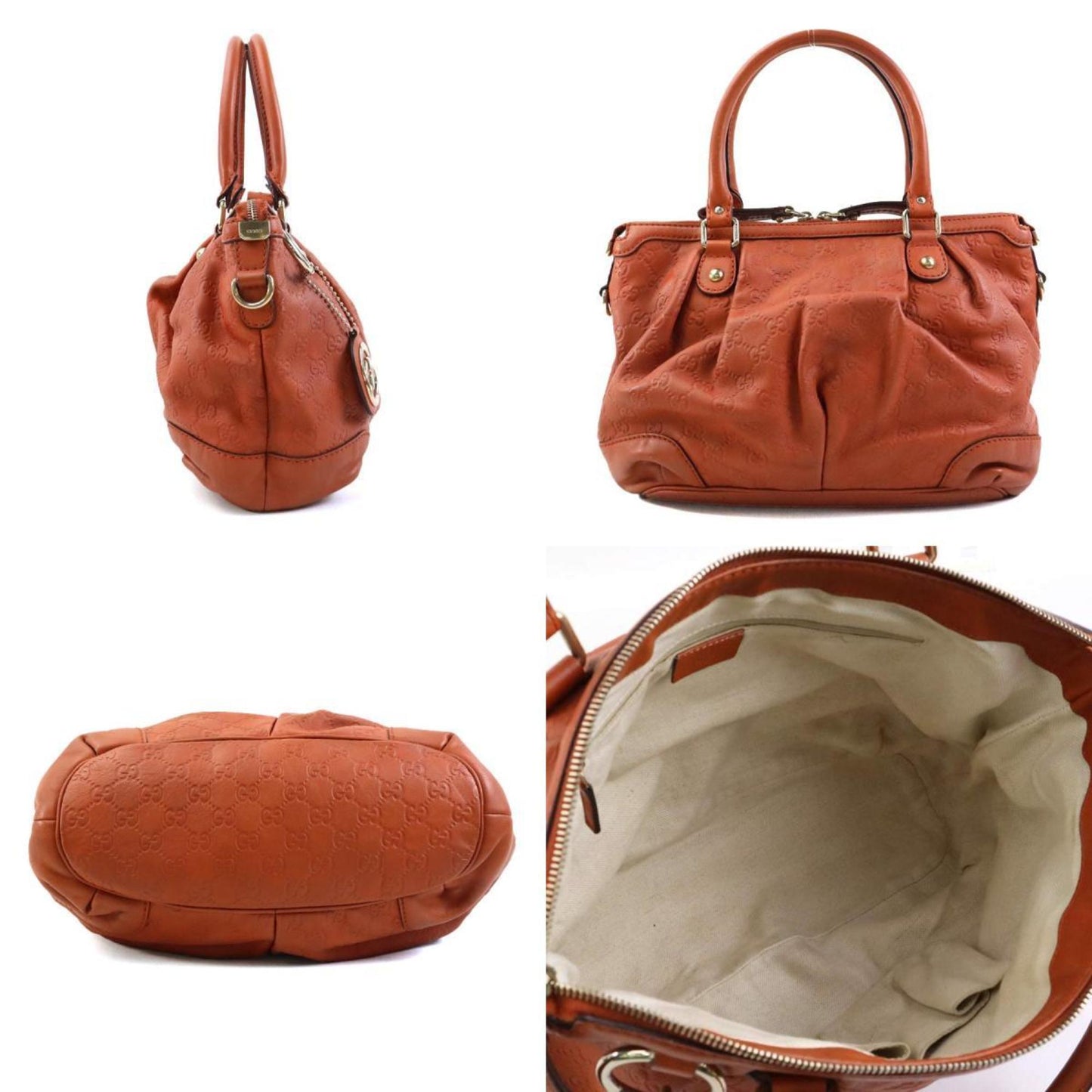 Gucci Sukey Orange Leather Handbag Shoulder Bag ( )