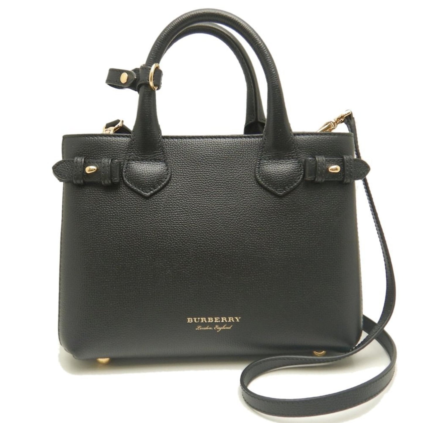 Burberry Black Brown Leather Canvas Handbag ( )