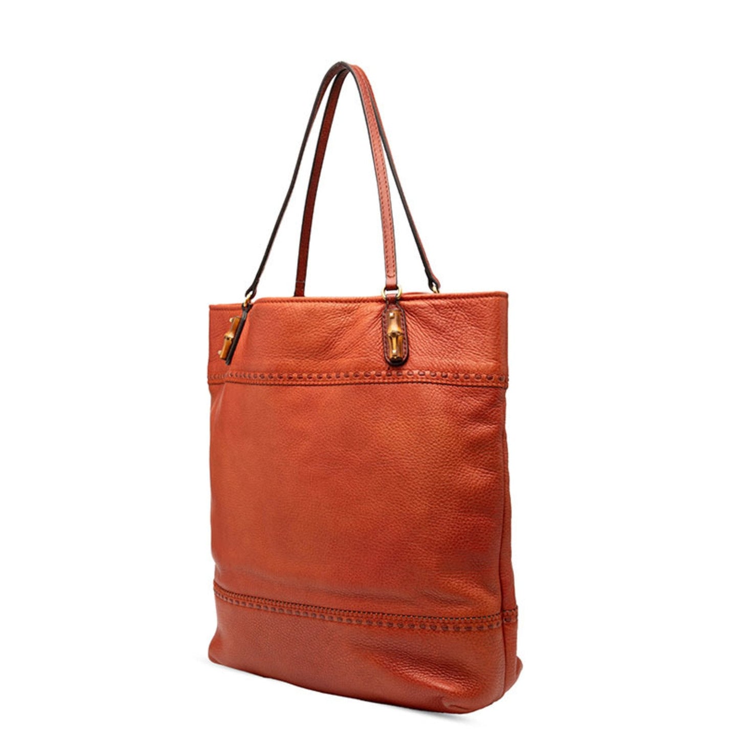 Gucci Brown Red Color Leather Shoulder Bag Tote Bag ( )