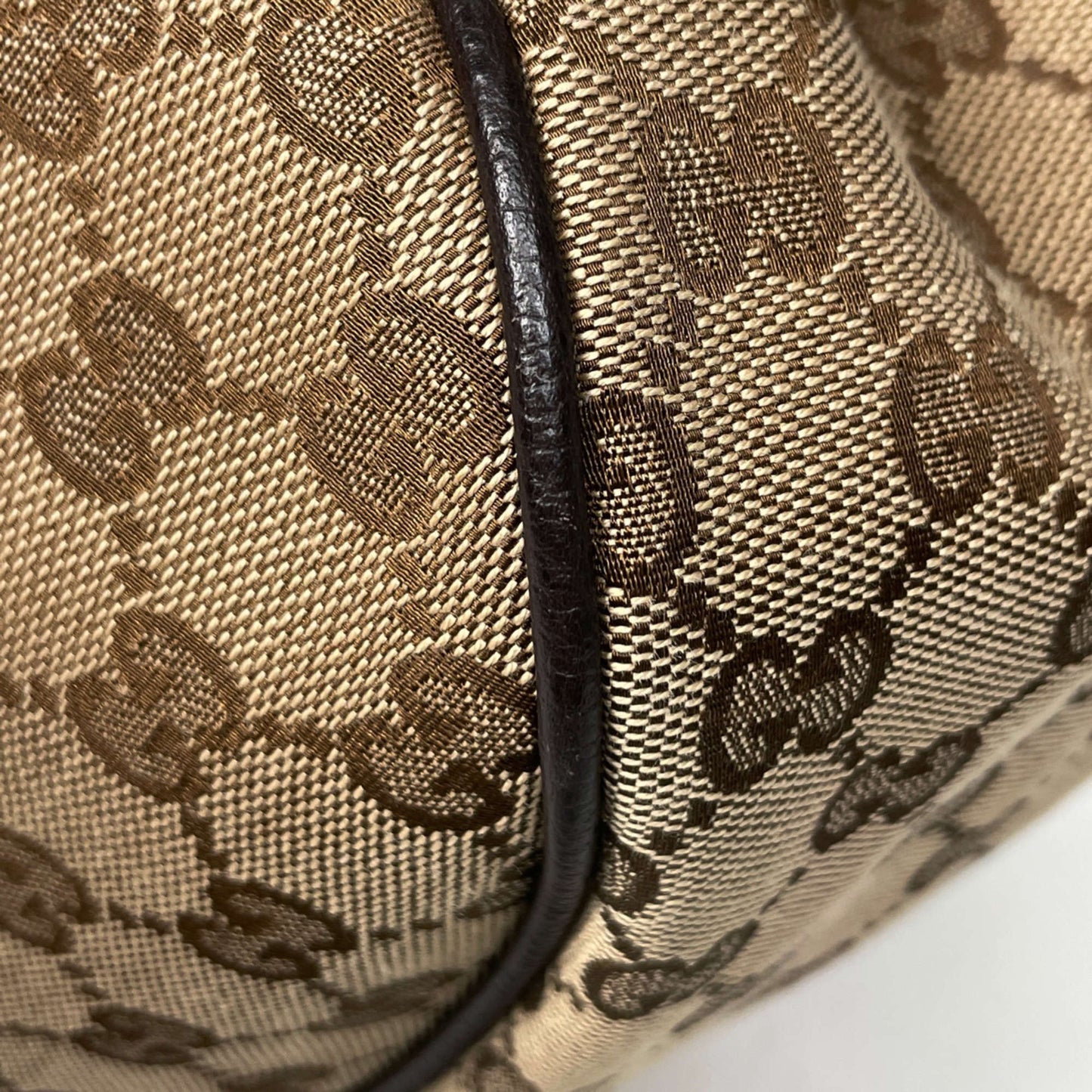 Gucci Beige Brown Gg Canvas Leather Shoulder Bag ( )
