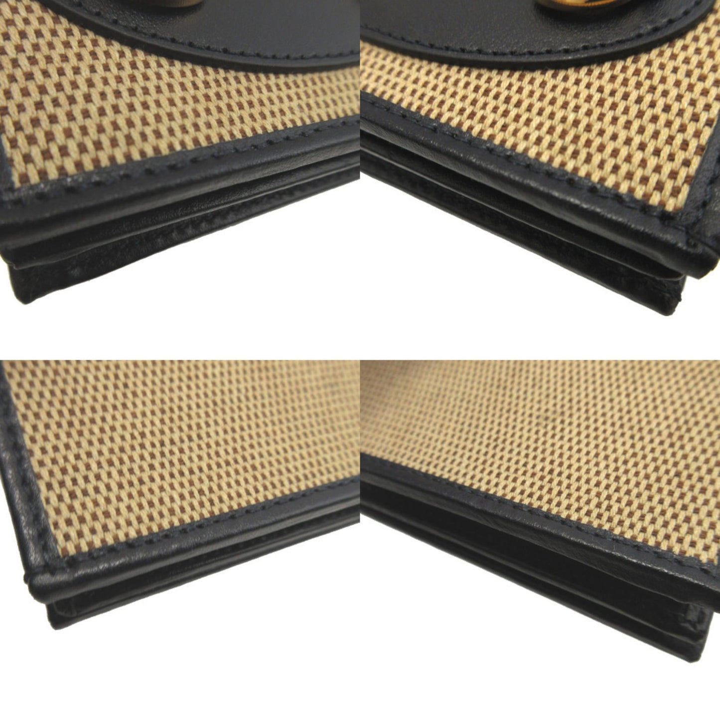 Gucci Beige Black Canvas Leather Wallet (Bi-Fold) ( )