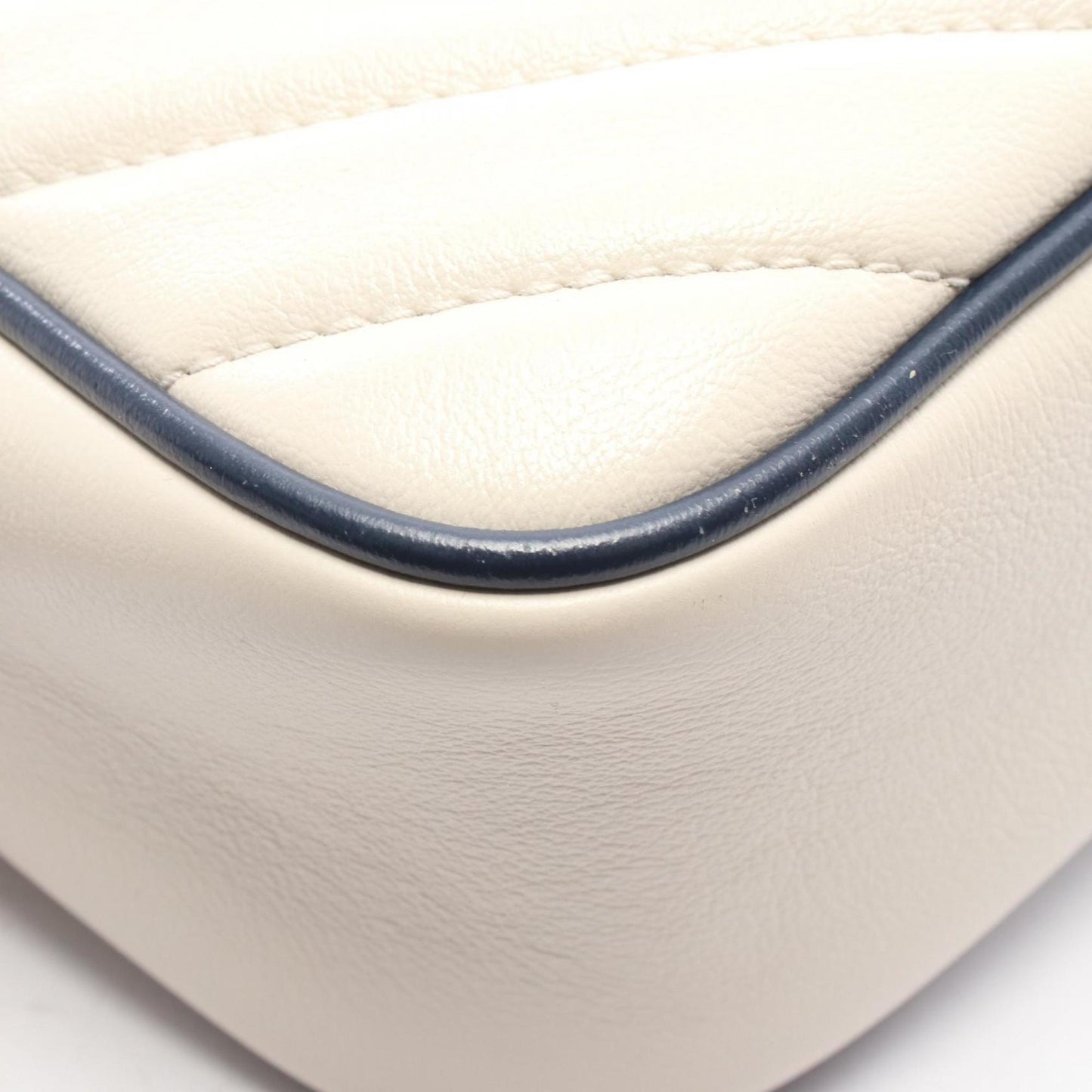 Gucci Navy White Leather Shoulder Bag ( )