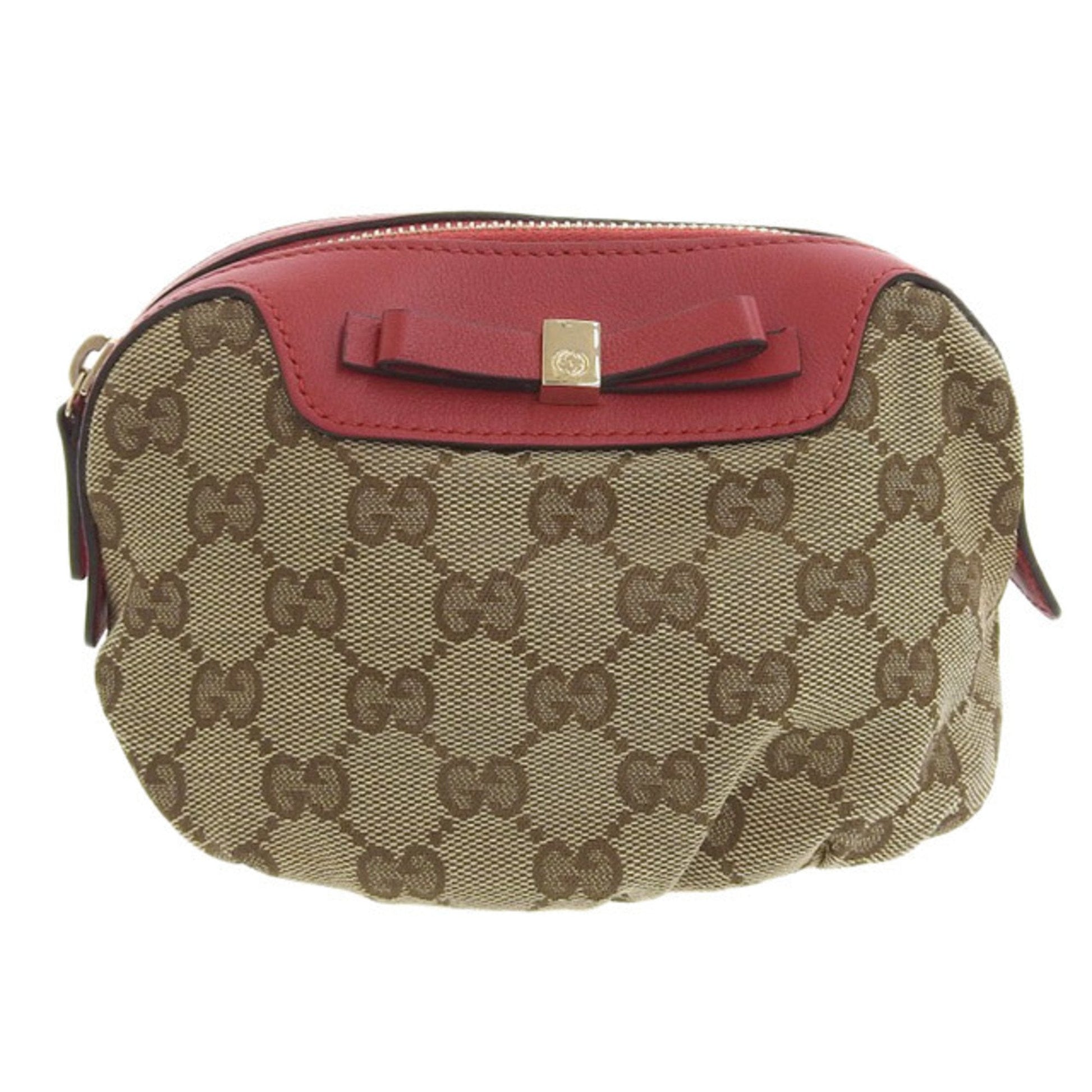 Gucci Brown Leather Canvas Clutch Style 1