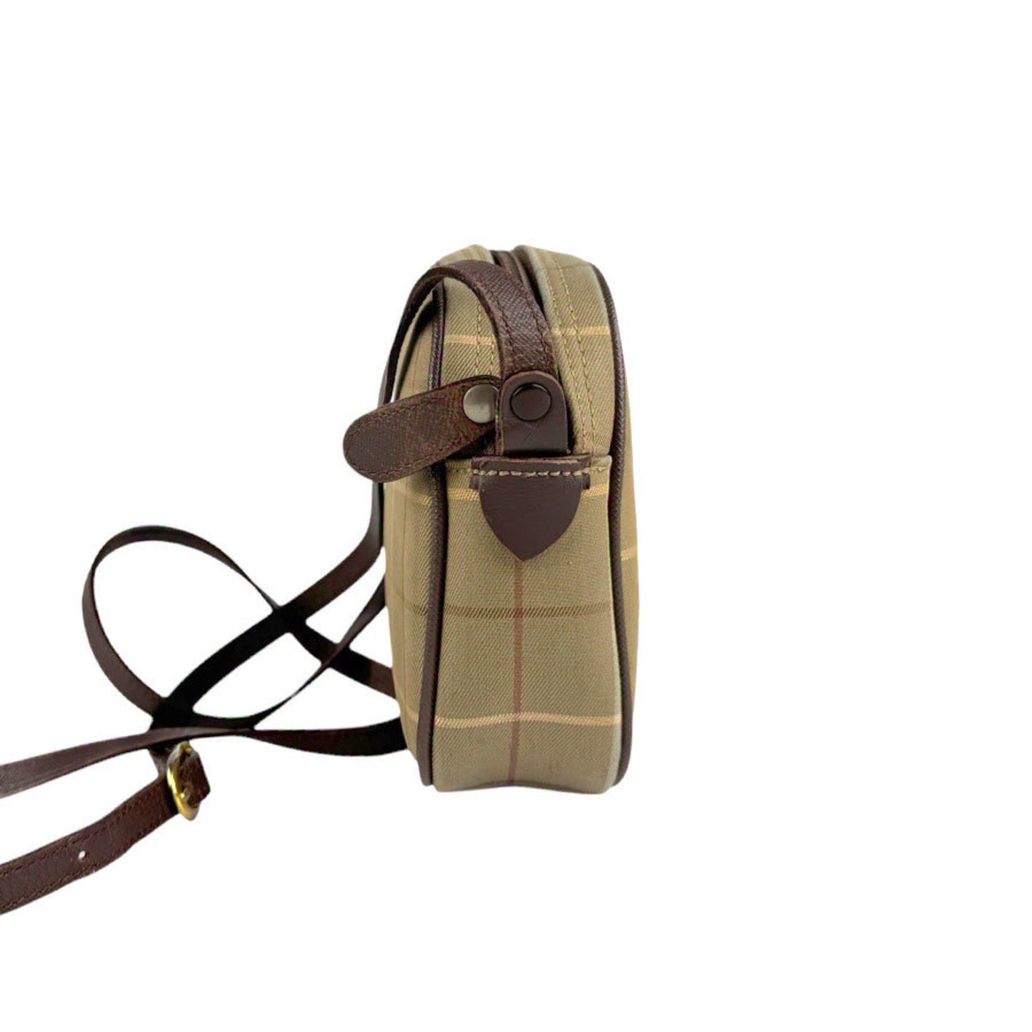 Burberry Burberrys Beige Brown Khaki Canvas Leather Shoulder Bag ( )