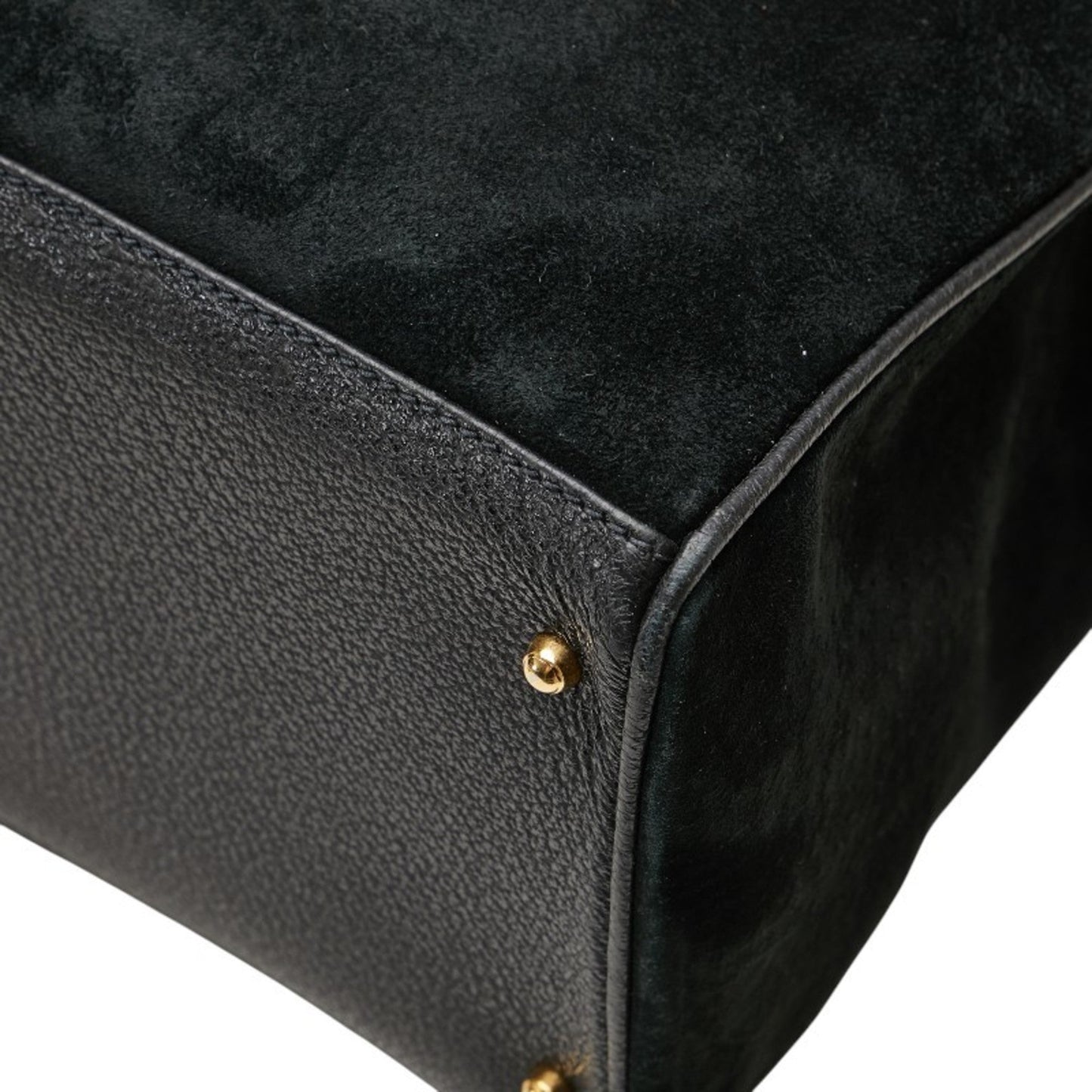 Gucci Bamboo Black Suede Leather Shoulder Bag Tote Bag ( )