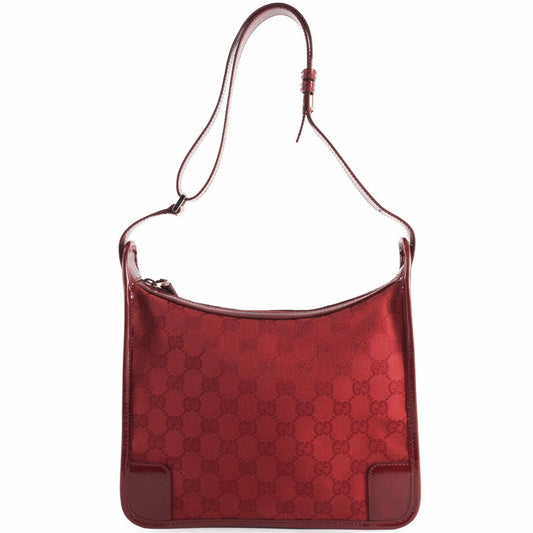 Gucci Red Color Canvas Leather Shoulder Bag ( )
