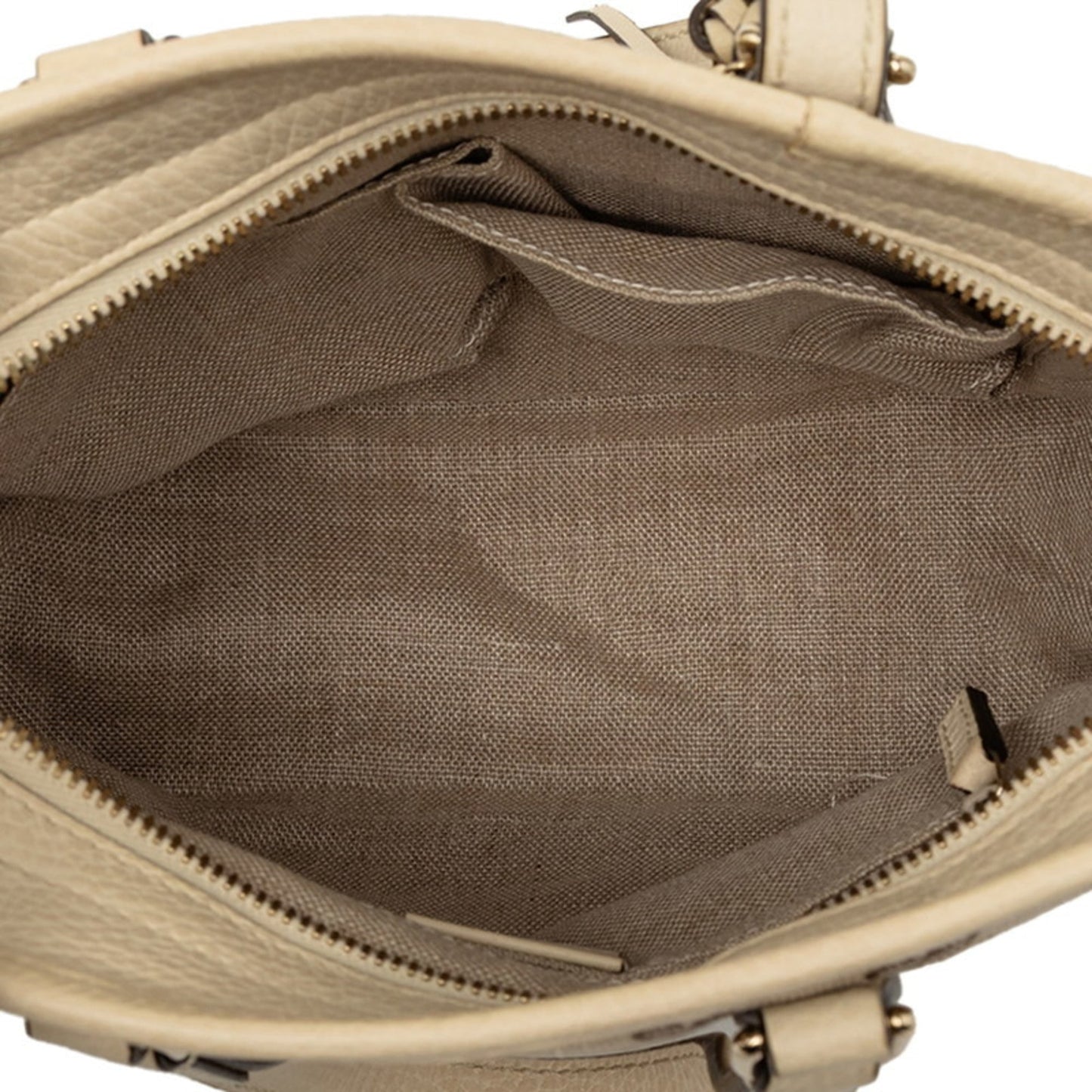 Gucci Beige White Canvas Leather Handbag Shoulder Bag ( )
