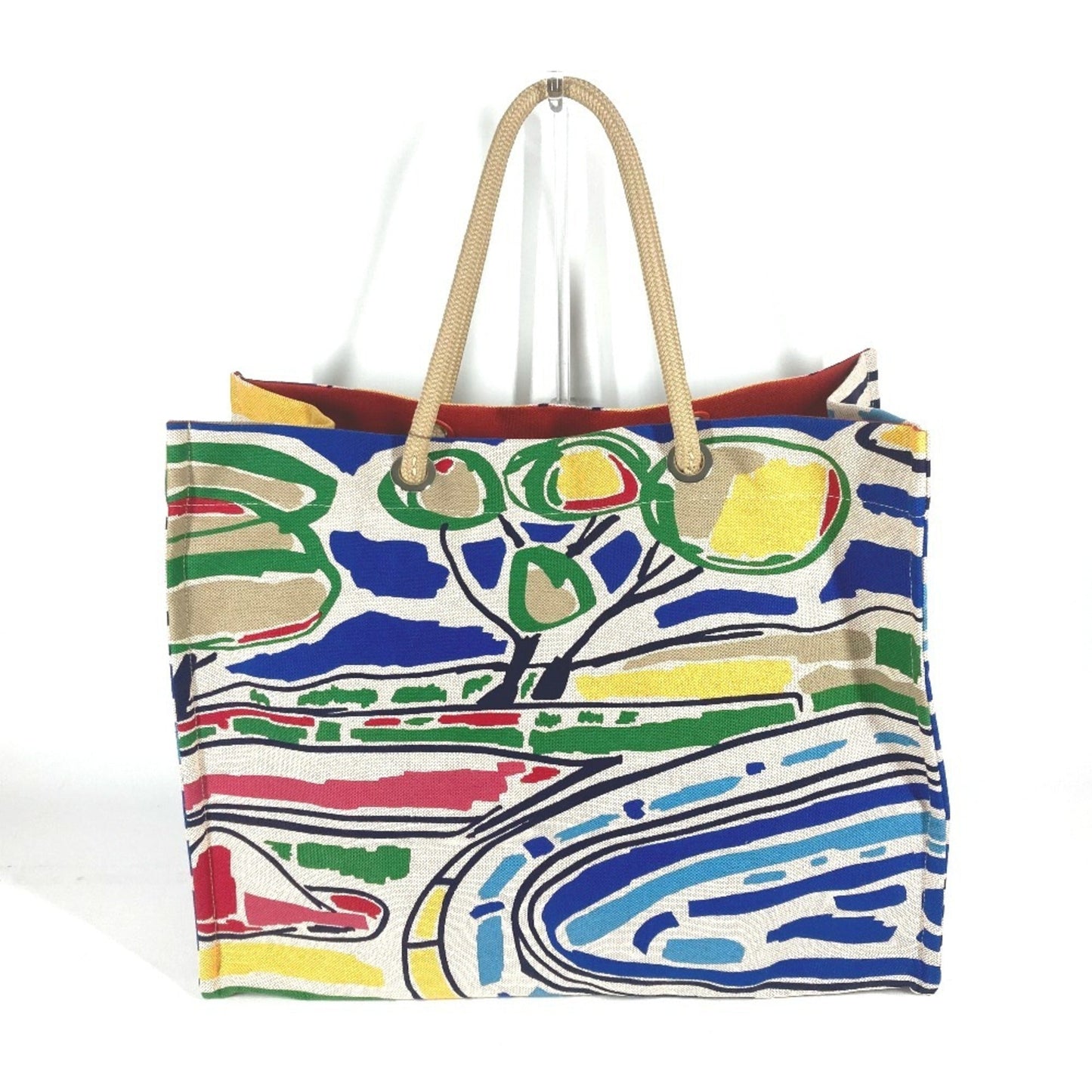 Hermes Multi-Color Canvas Beach Bag Shoulder Bag ( )