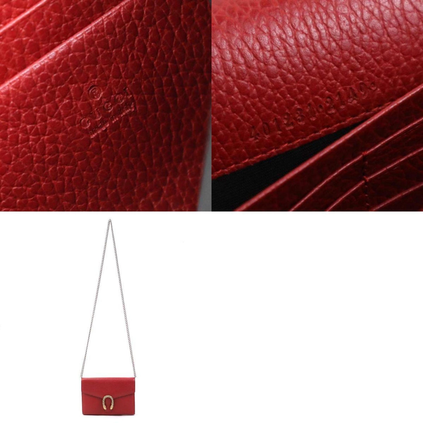 Gucci Red Color Leather Chain/Shoulder Wallet ( )