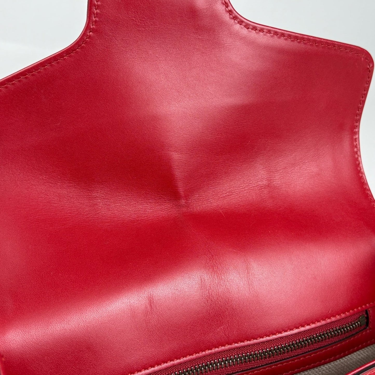 Gucci Red Brown Gg Canvas Leather Shoulder Bag ( )