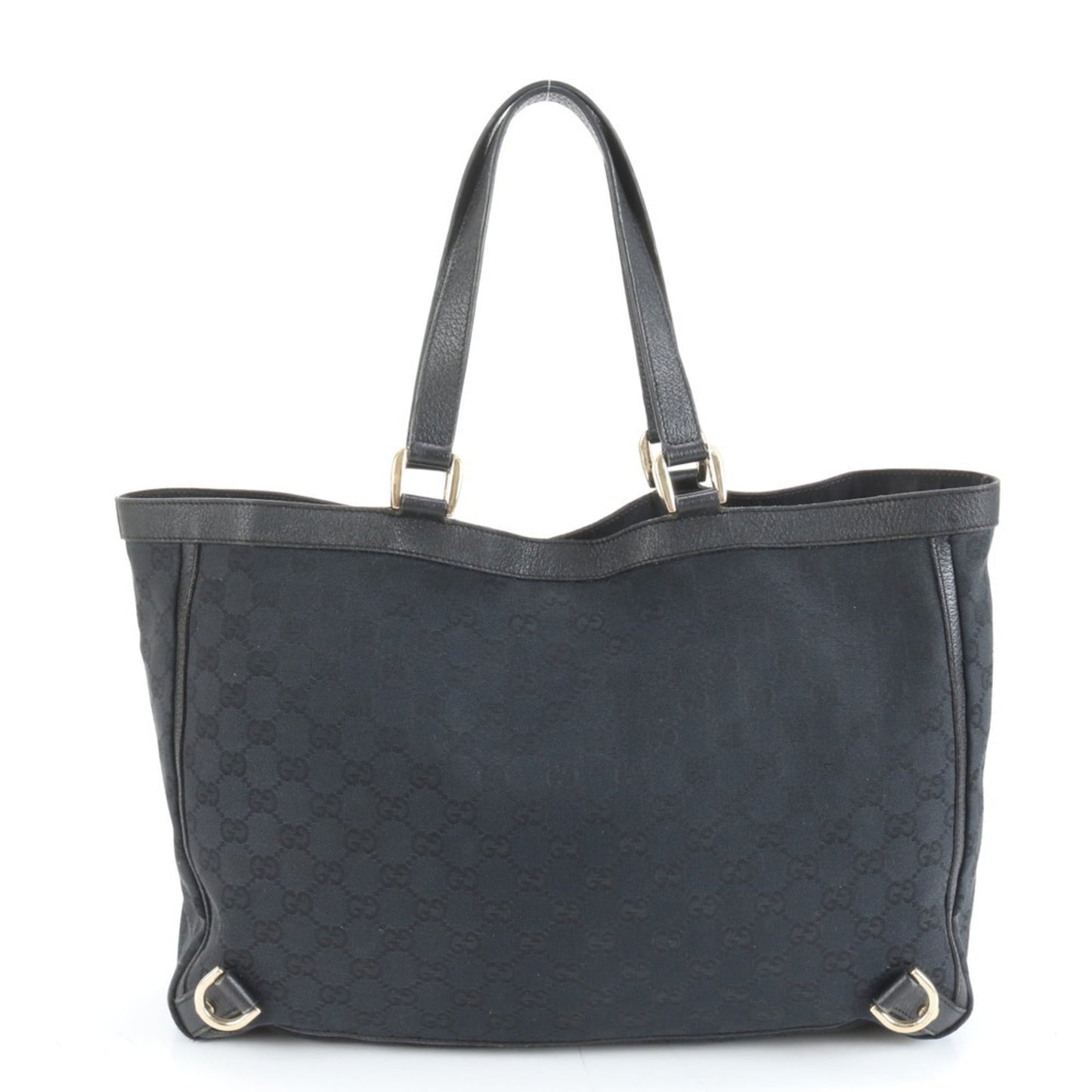 Gucci Black Leather Canvas Tote Bag ( )