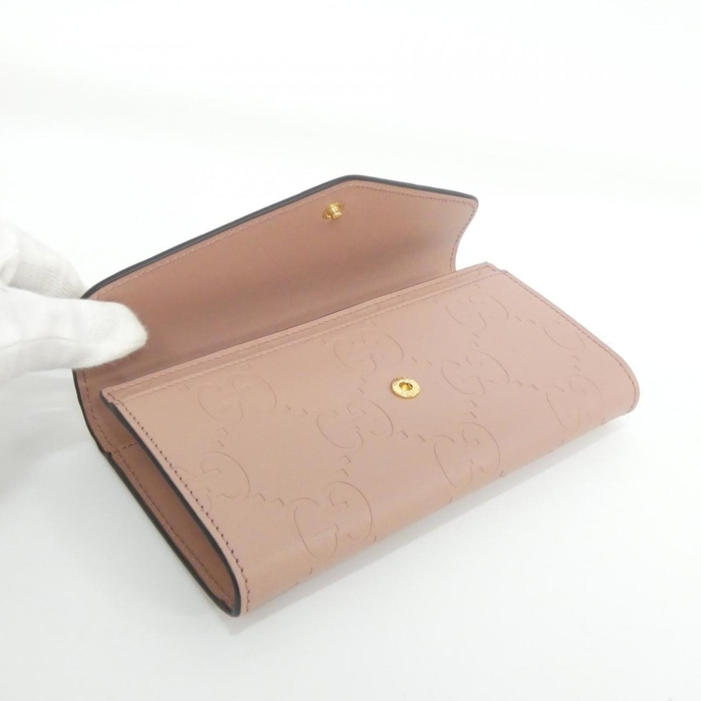 Gucci Rose Pink Gg Leather Long Wallet (Bi-Fold) ( )