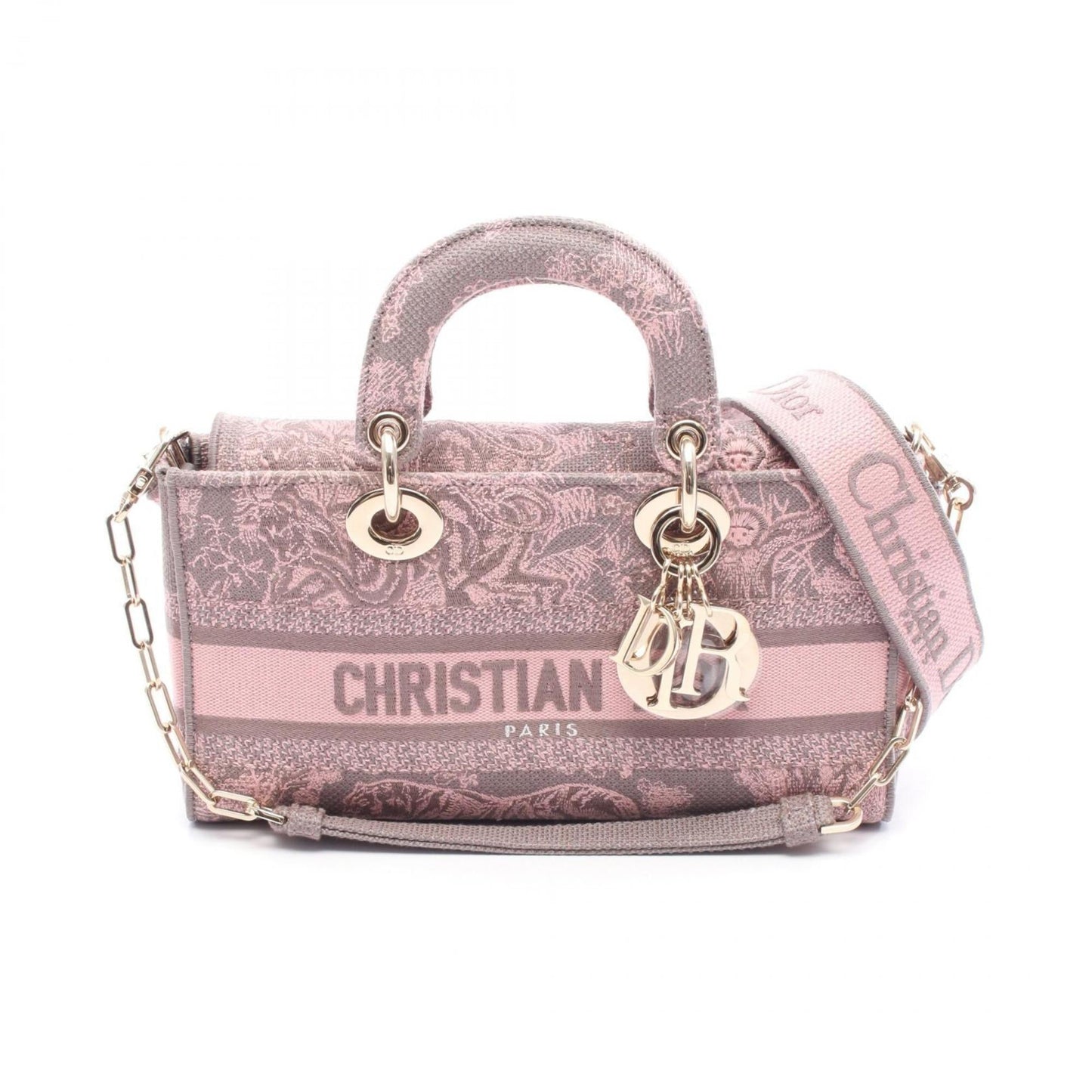 Christian Dior Gray Pink Canvas Handbag ()