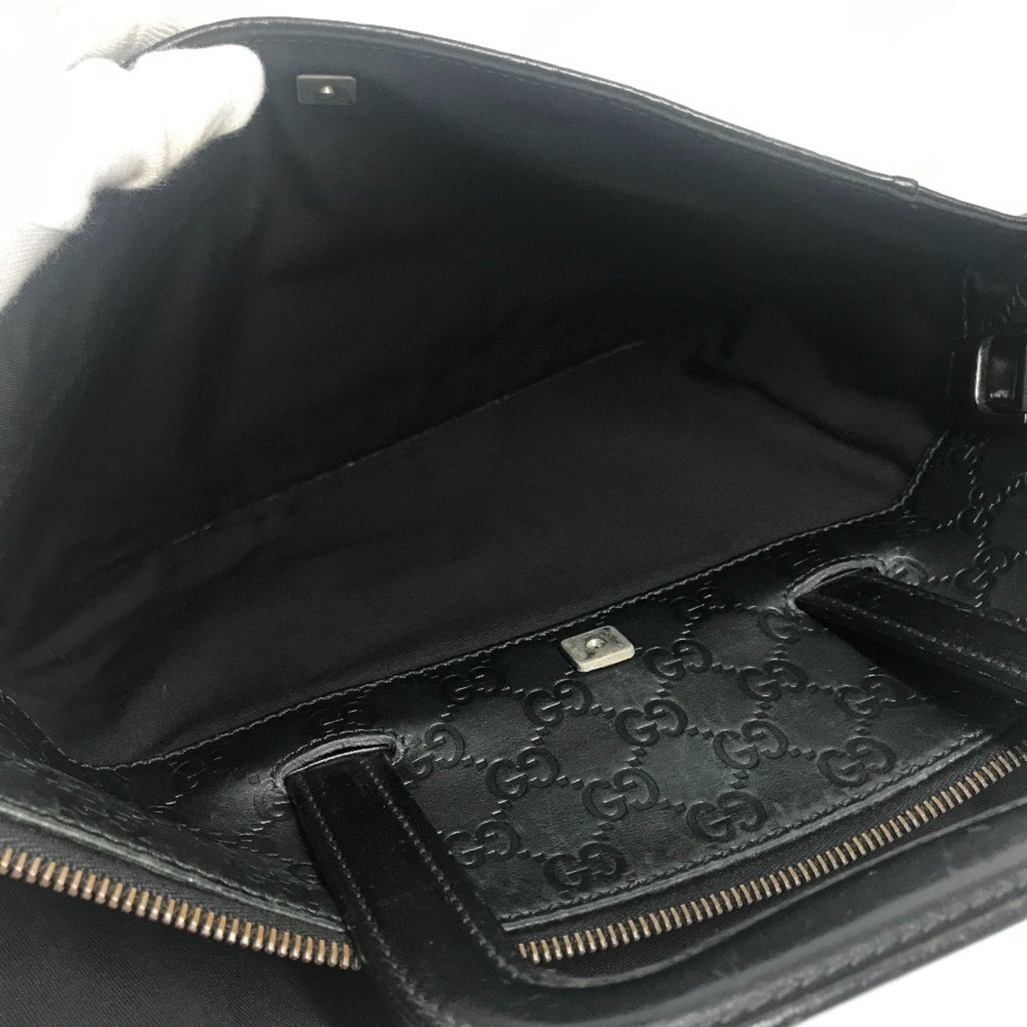 Gucci Black Gg Leather Briefcase Handbag Tote Bag ( )