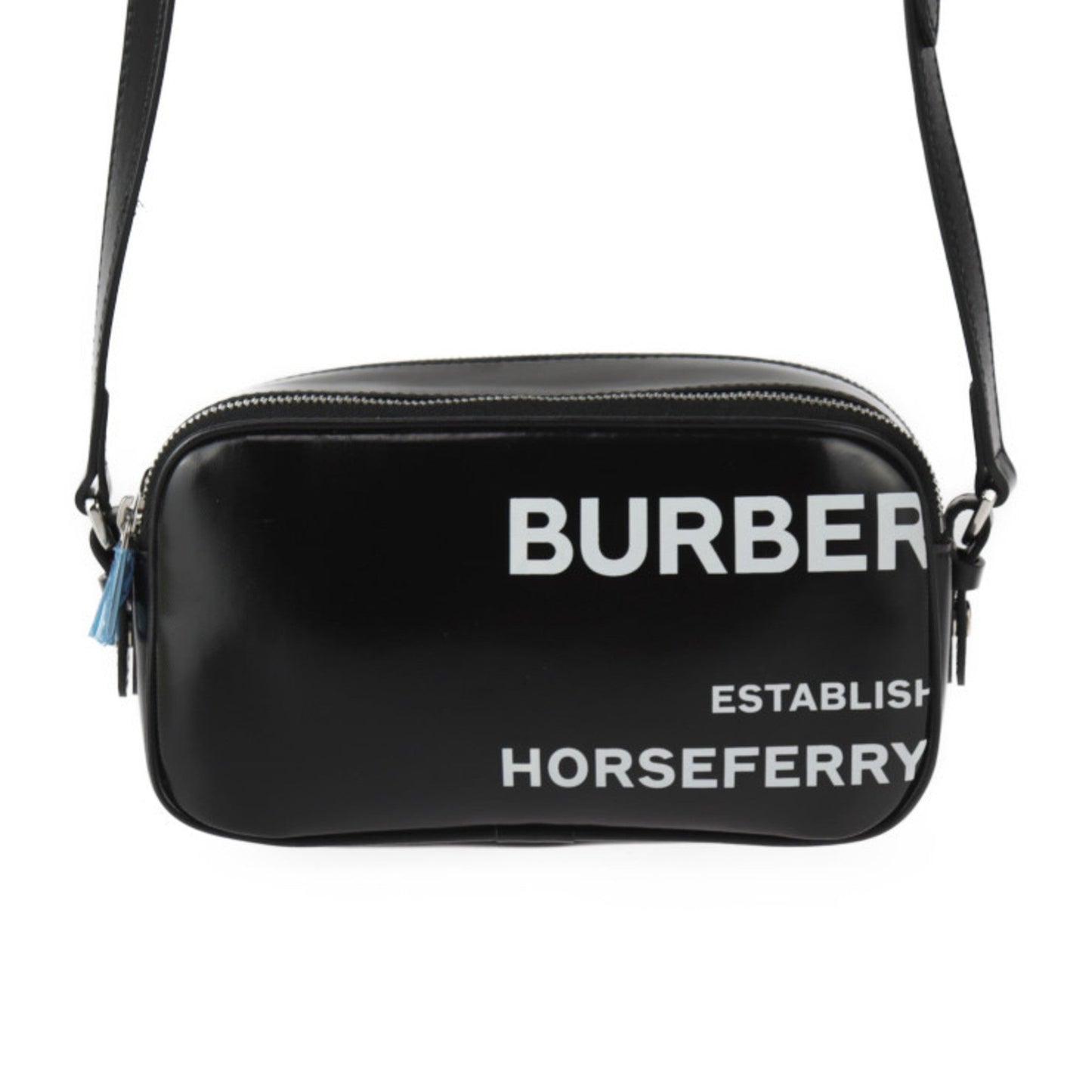 Burberry Black White Coated Canvas Leather Pochette Pouch Shoulder Bag ( )