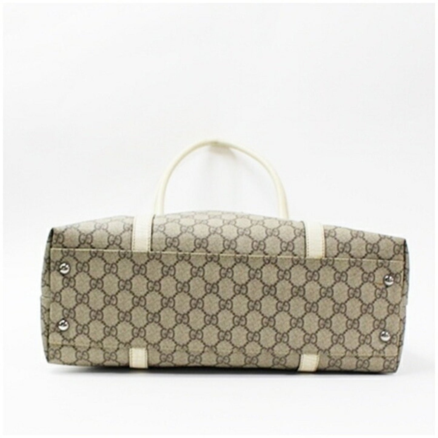 Gucci Beige Brown Dark Brown Leather Tote Bag ( )