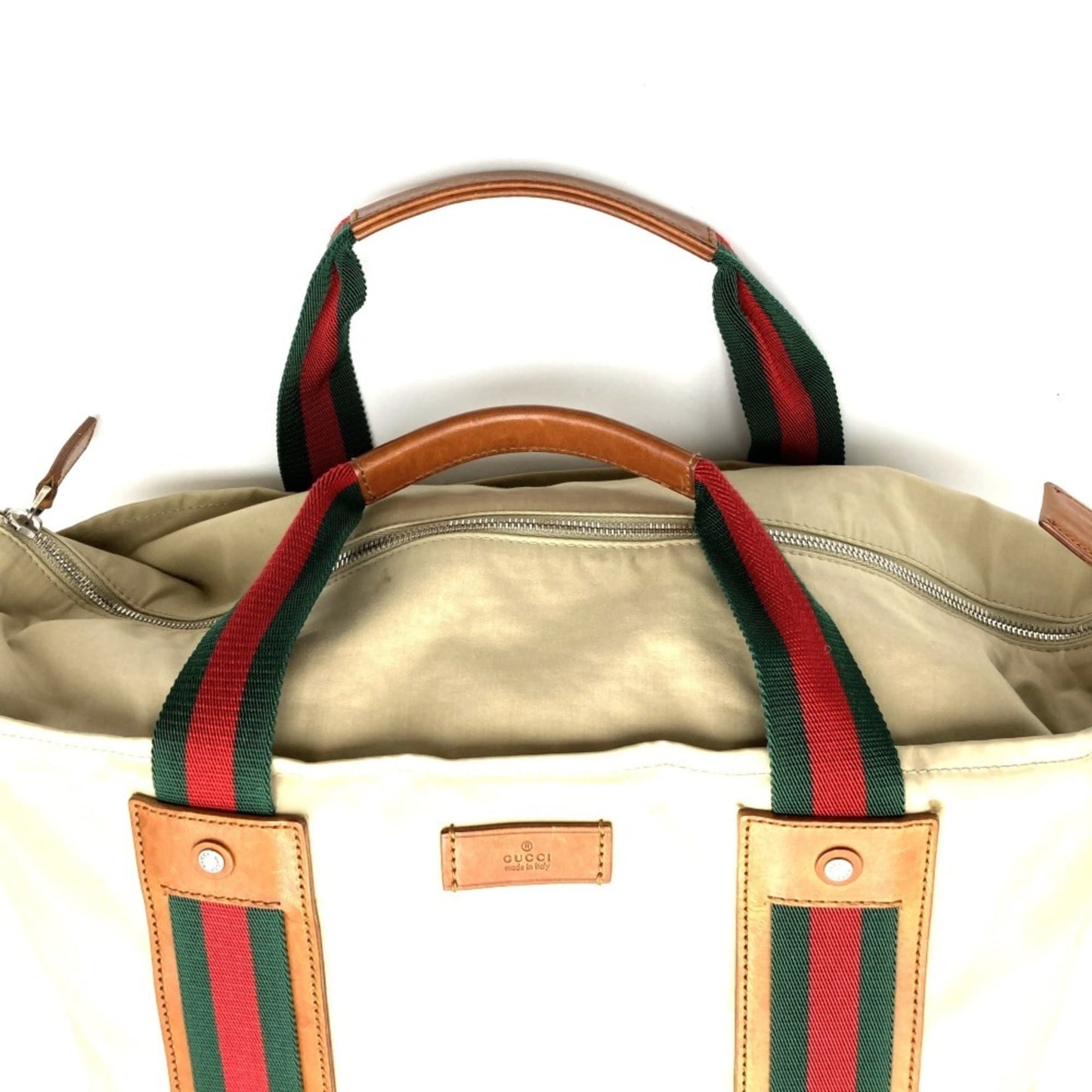 Gucci Sherry Line Beige Polyester Leather Tote Bag ( )