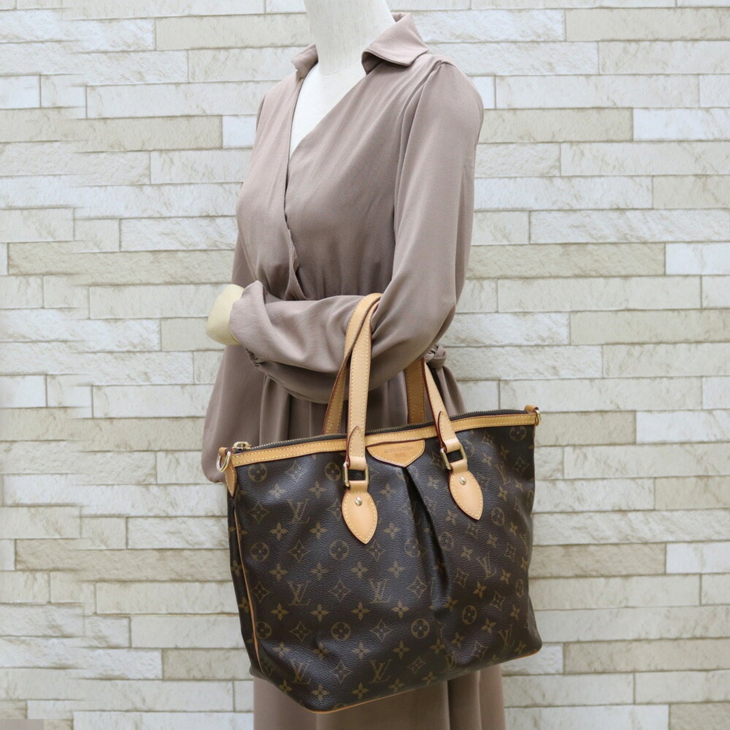 Louis Vuitton Handbag Monogram 2way Palermo PM Brown Women's Canvas