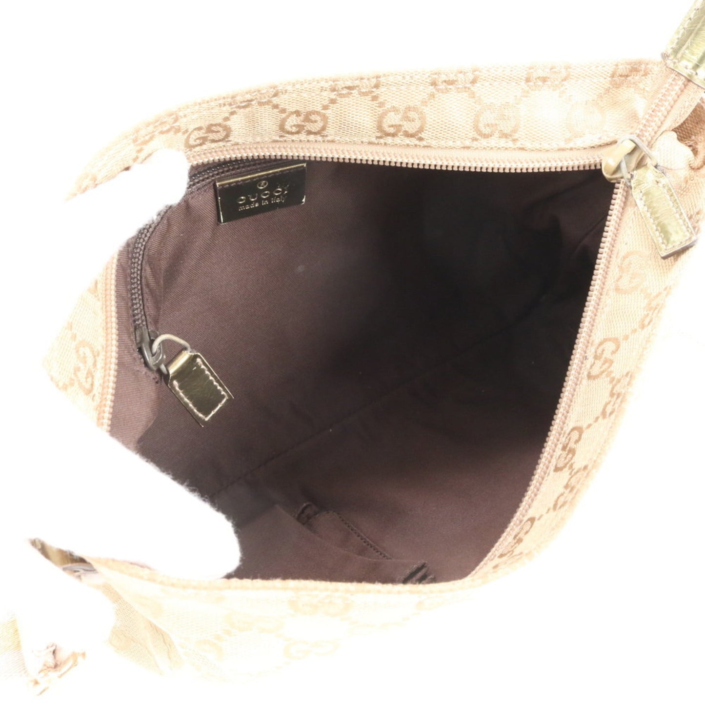 Gucci Beige Leather Canvas Shoulder Bag ( )