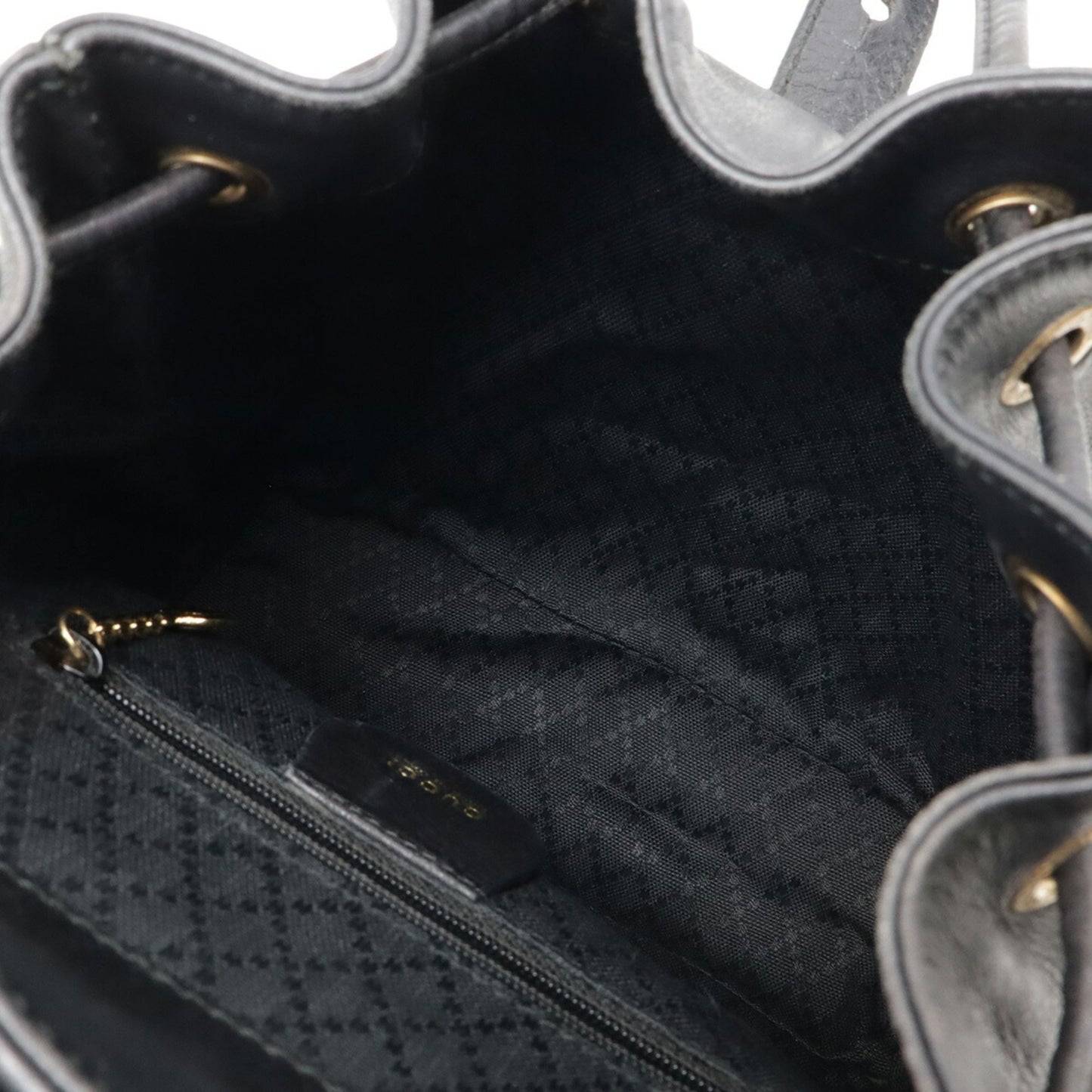 Gucci Black Bamboo Leather Backpack Shoulder Bag ( )