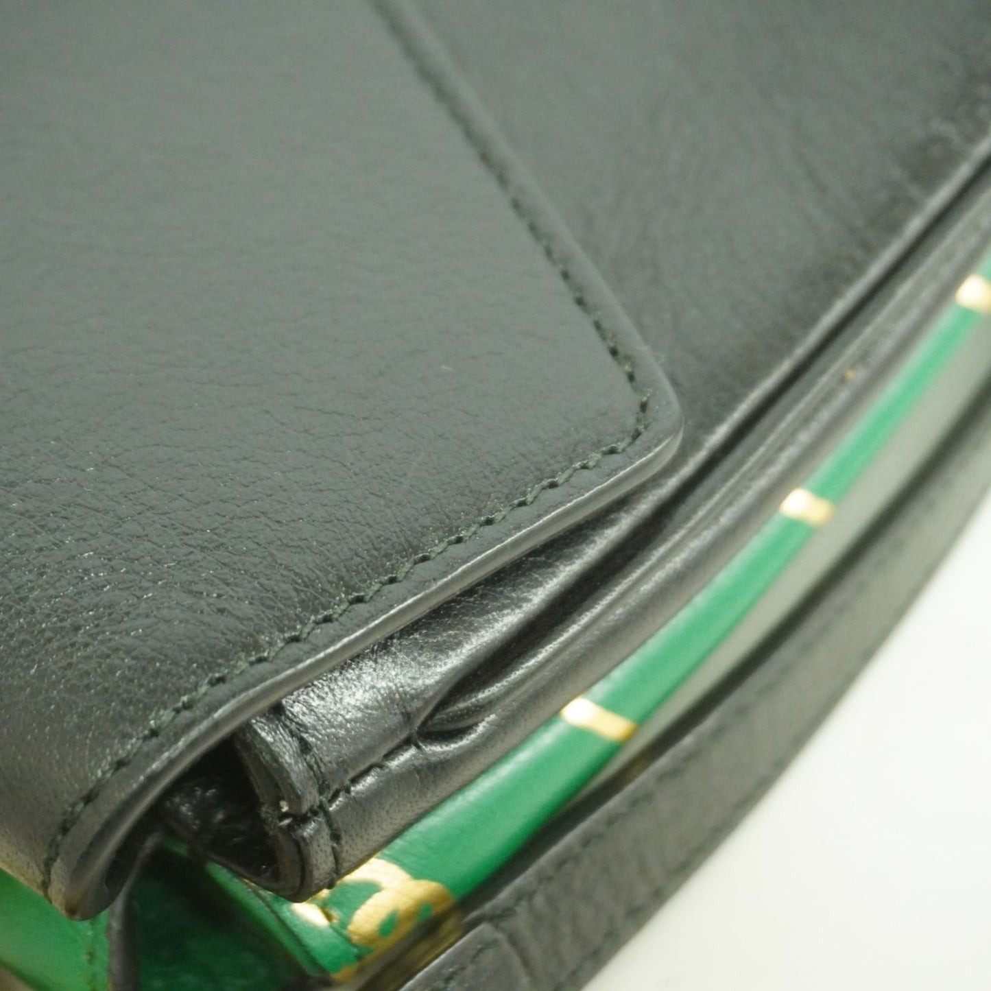 Gucci Black Green Leather Handbag ( )