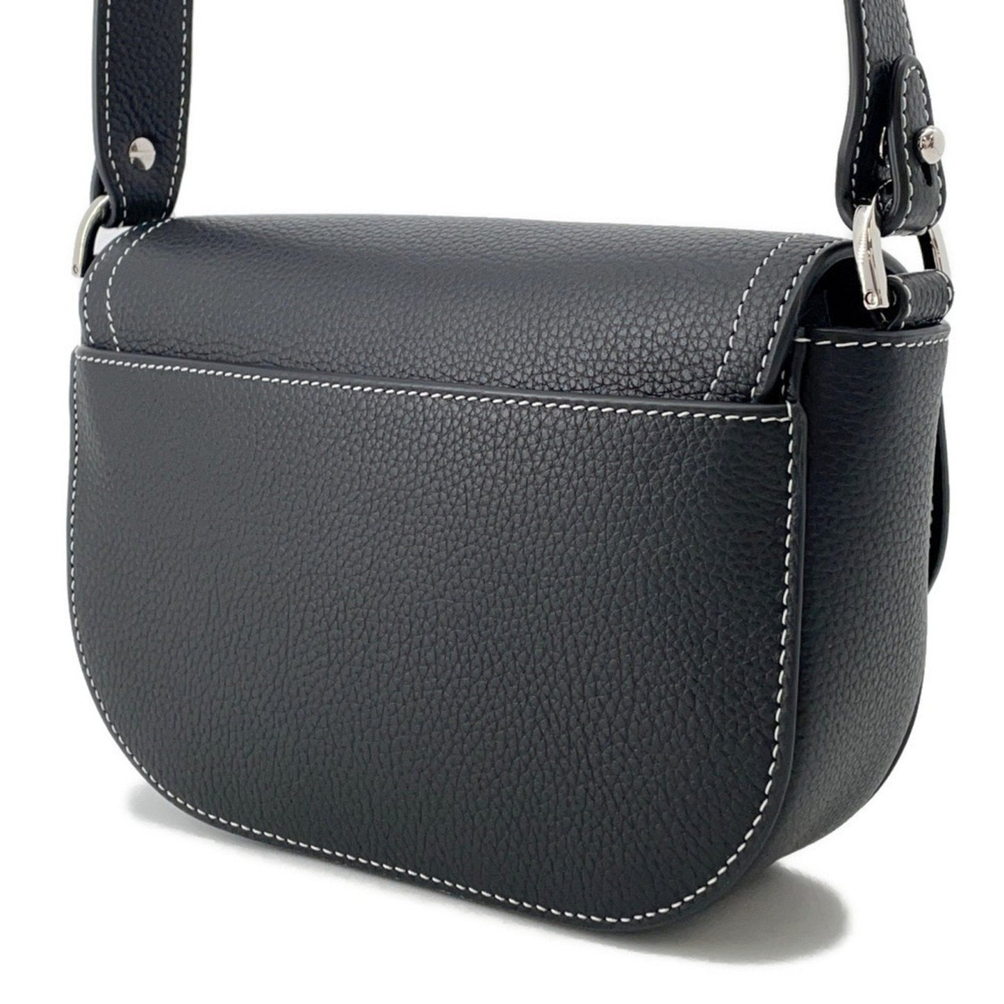 Christian Dior Black Leather Messenger Bag Saddle Bag Shoulder Bag ()