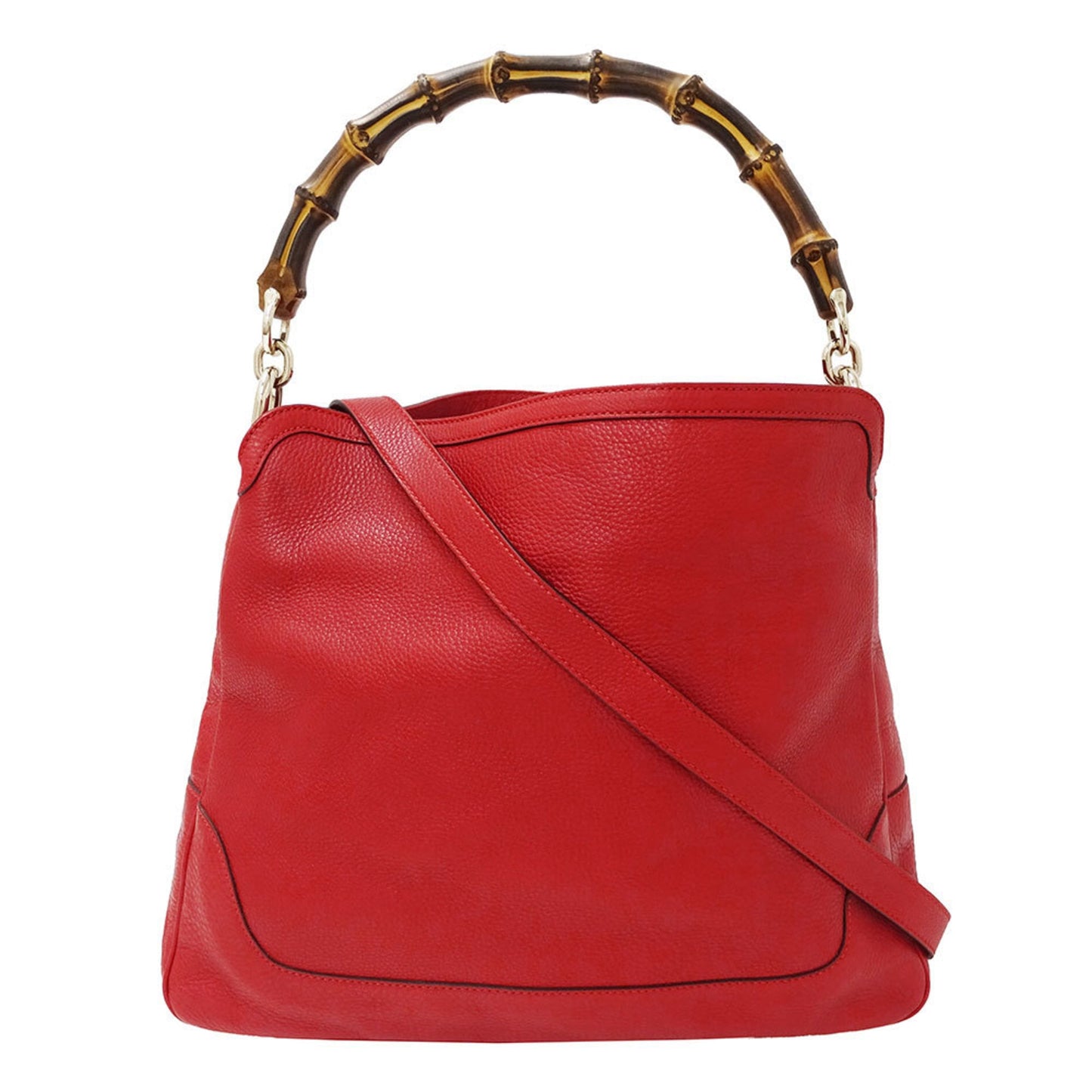 Gucci Red Color Leather Handbag Shoulder Bag ( )