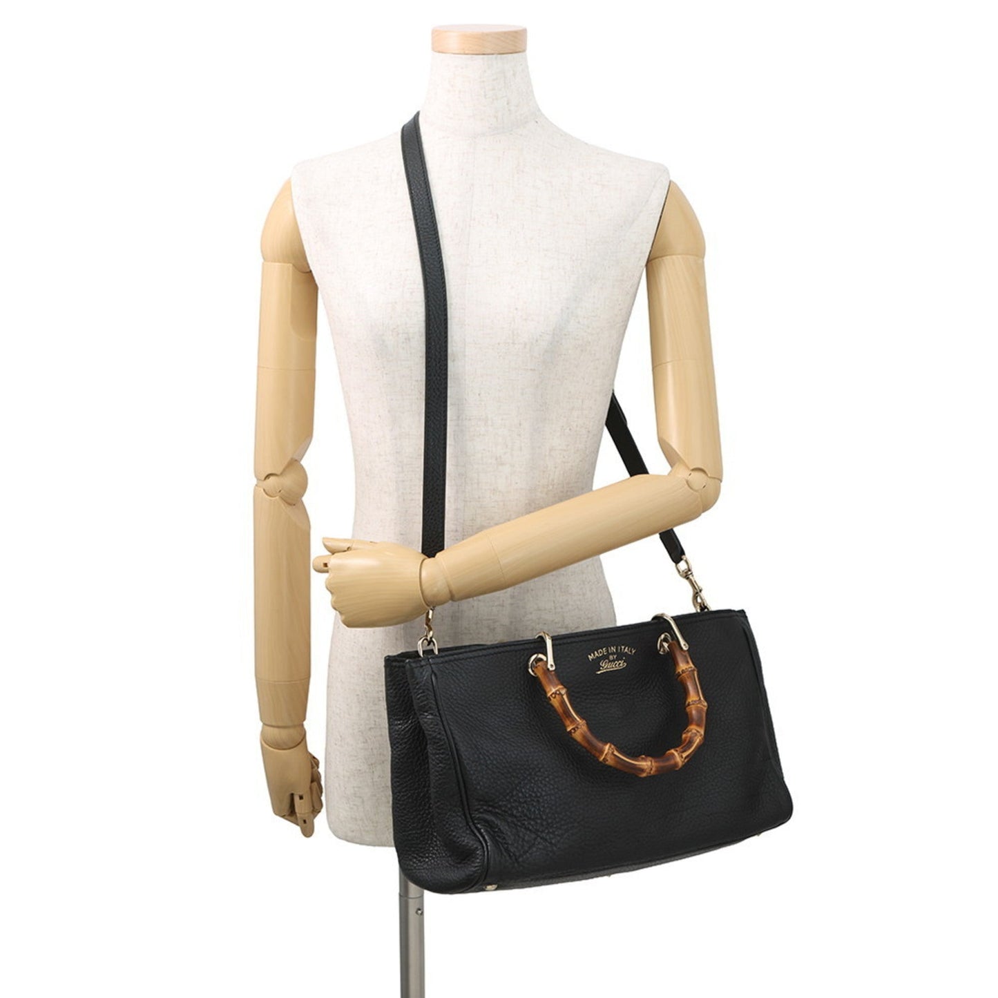 Gucci Black Leather Handbag Shoulder Bag ( )