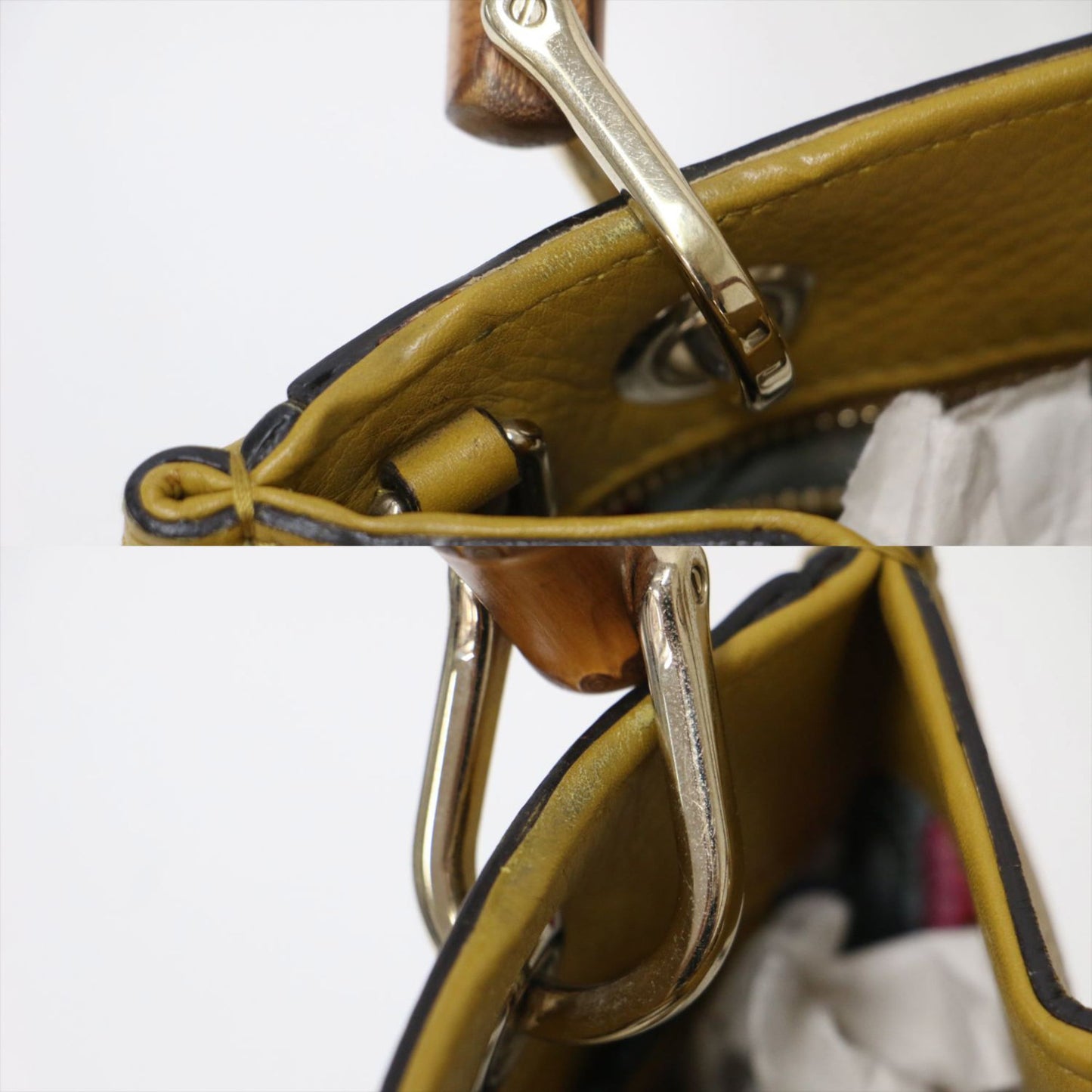 Gucci Mustard Leather Canvas Handbag Shoulder Bag ( )