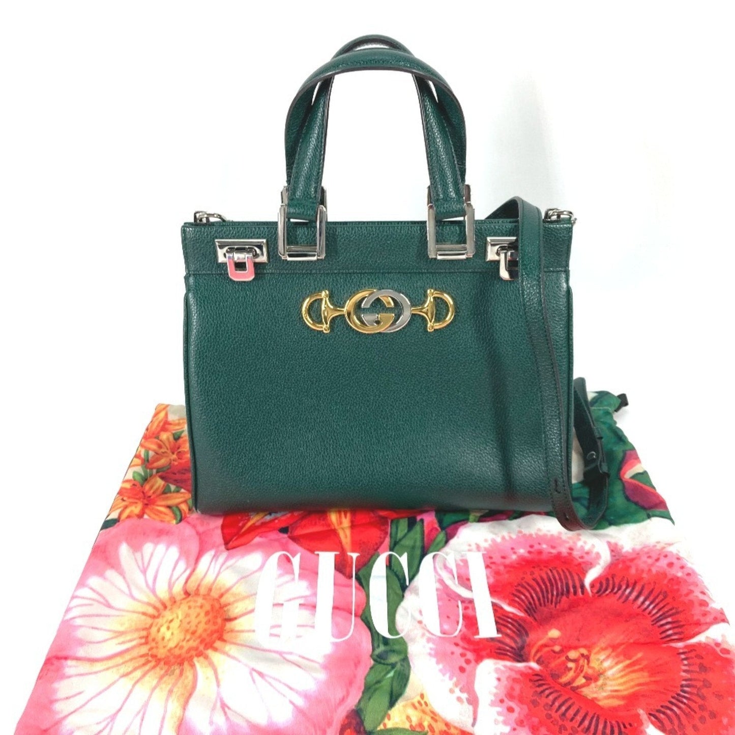 Gucci Green Leather Handbag Shoulder Bag ( )