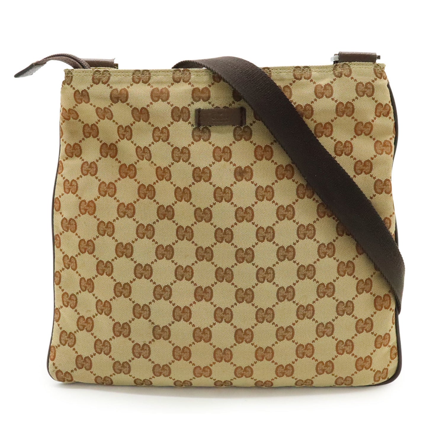 Gucci Beige Black Brown Dark Brown Nylon Canvas Shoulder Bag ( )
