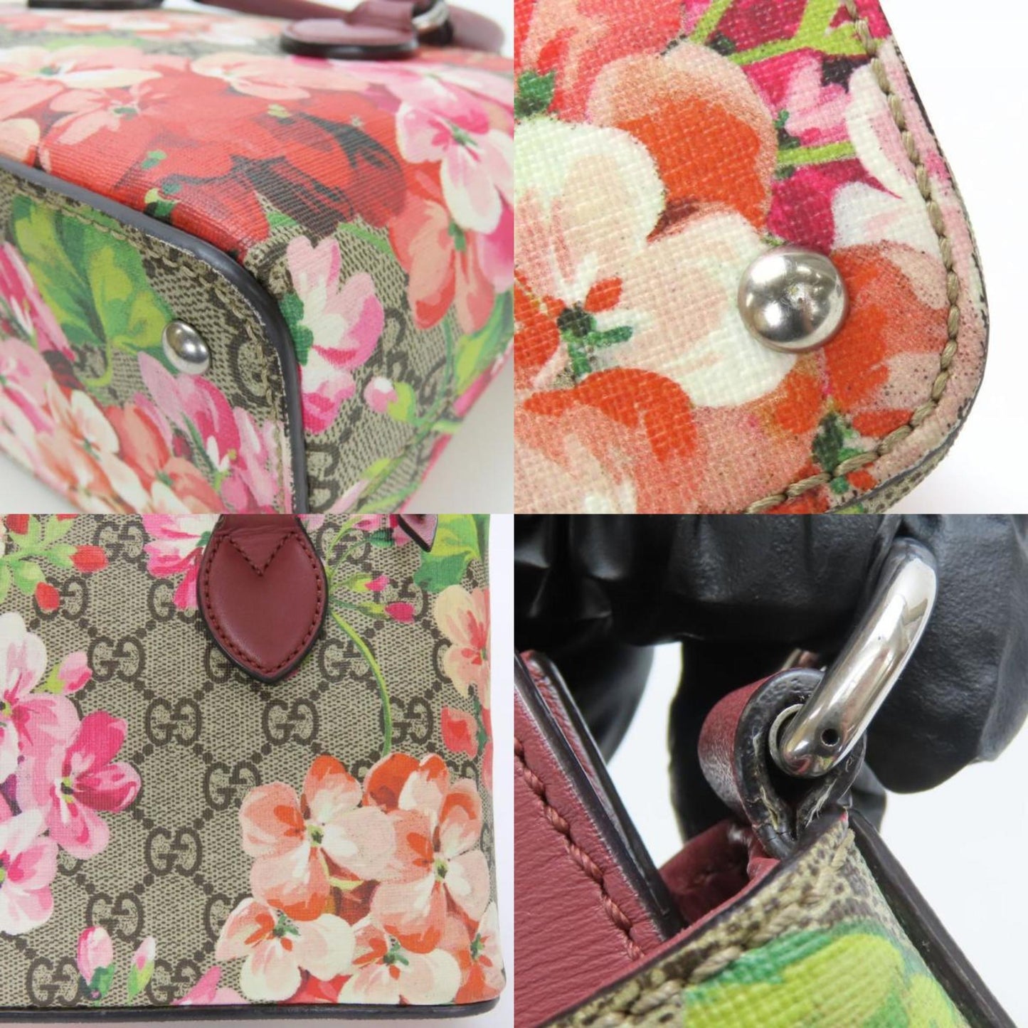 Gucci Gg Blooms Beige Pink Red Color Gg Supreme Handbag ( )