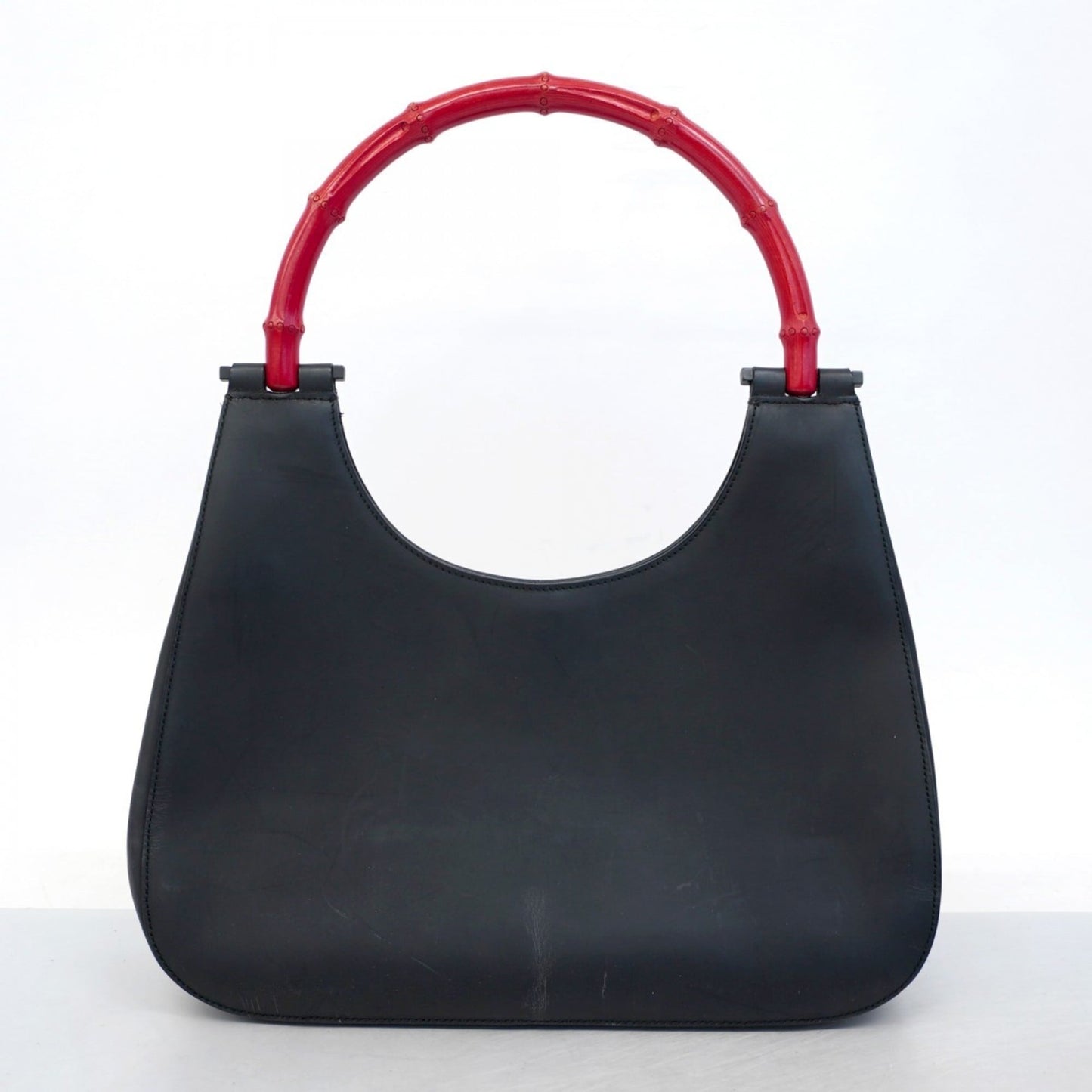 Gucci Black Red Color Leather Handbag ( )