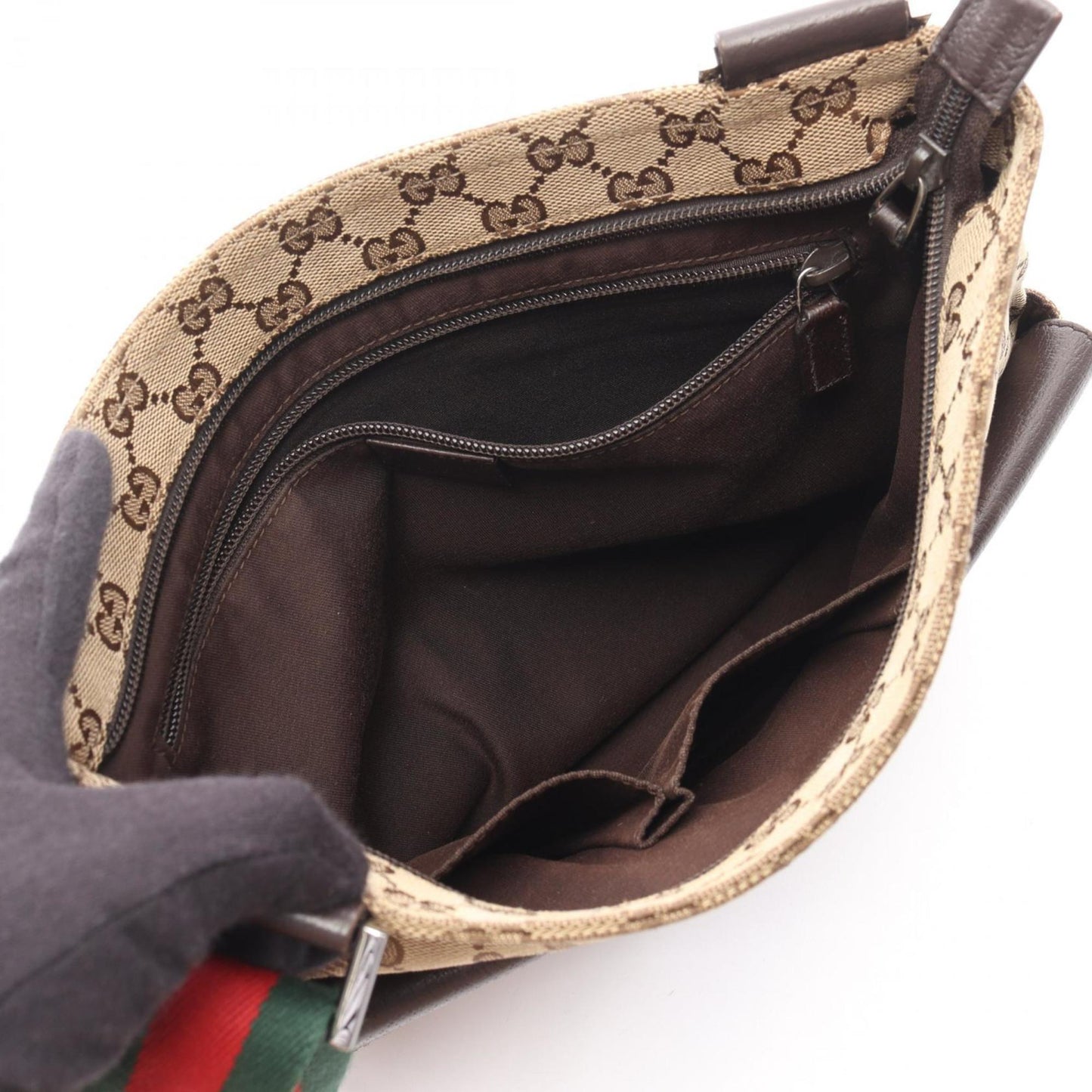 Gucci Beige Brown Multi-Color Gg Canvas Leather Shoulder Bag ( )