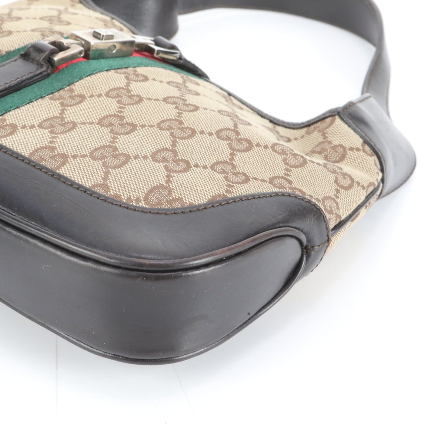 Gucci Brown Leather Canvas Shoulder Bag ( )