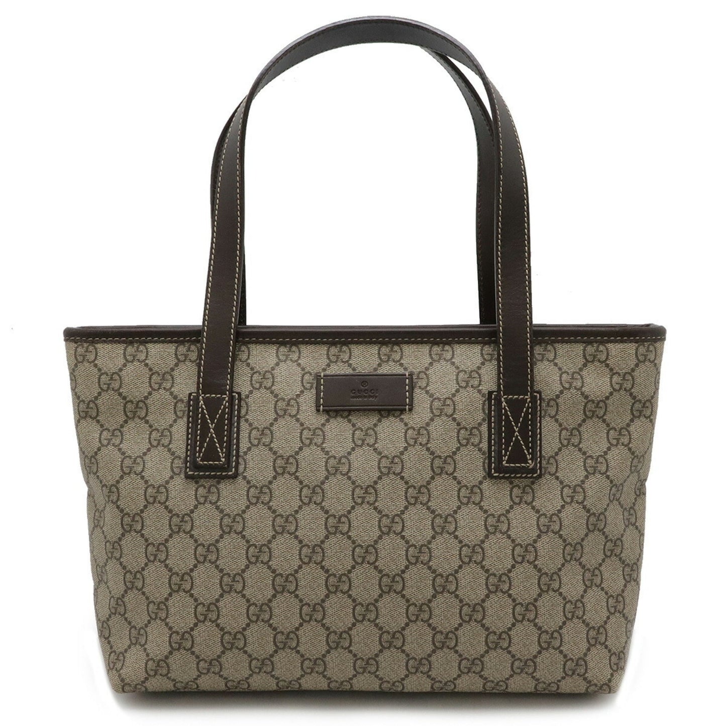 Gucci Gg Plus Beige Dark Brown Pvc Leather Shoulder Bag Tote Bag ( )