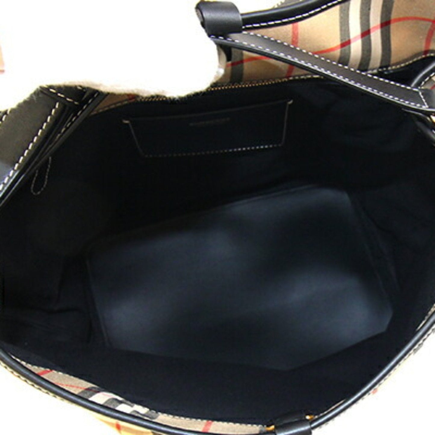 Burberry Beige Black Canvas Leather Shoulder Bag ( )