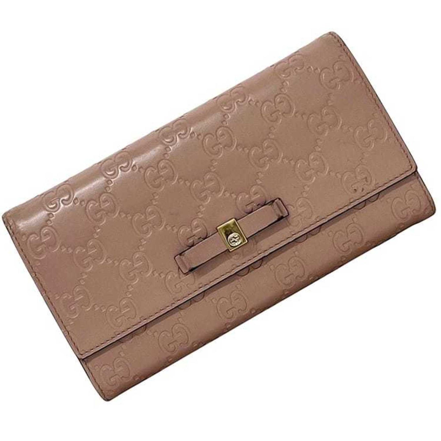Gucci Beige Pink Leather Long Wallet (Bi-Fold) ( )