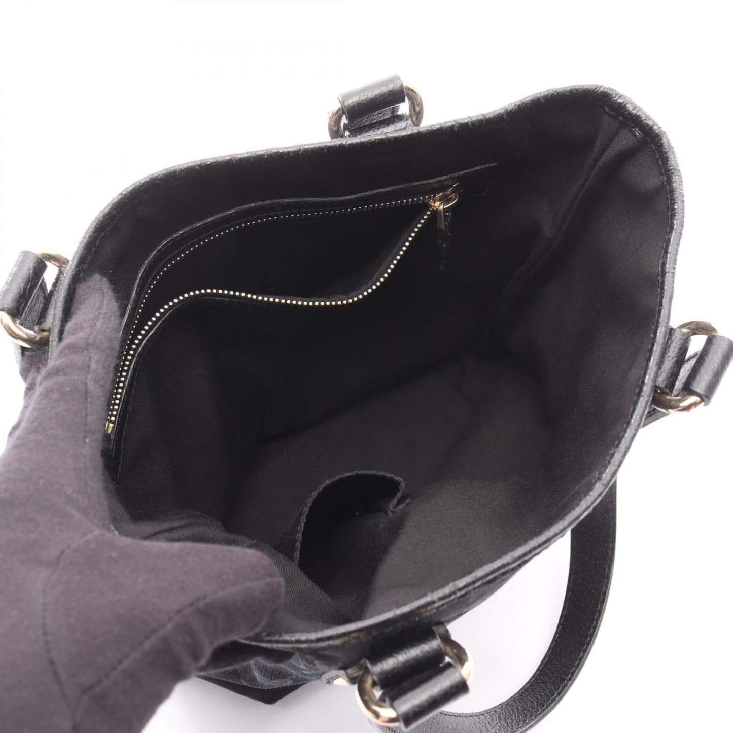 Gucci Black Canvas Leather Tote Bag ( )