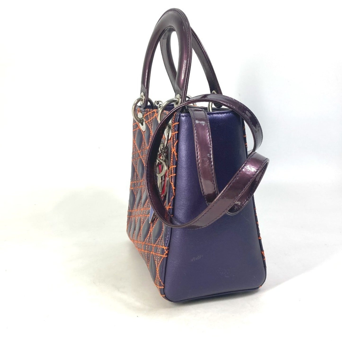 Christian Dior Orange Purple Leather Handbag Shoulder Bag ()