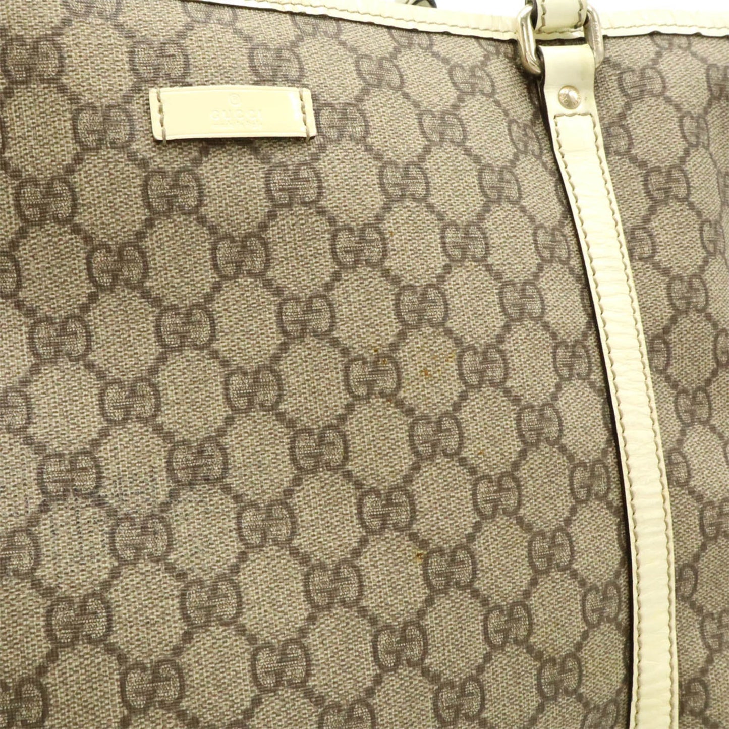 Gucci Dark Beige Ivory Gg Supreme Patent Leather Shoulder Bag Tote Bag ( )