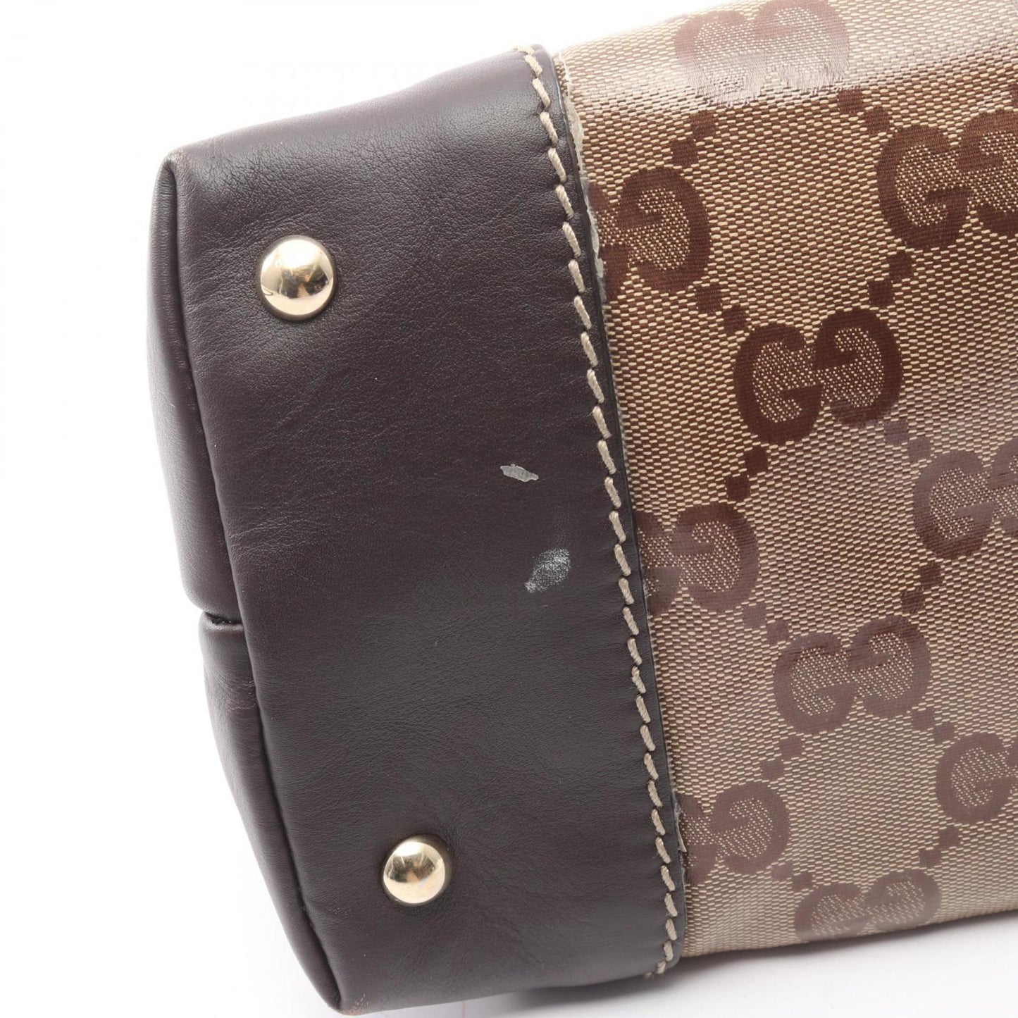 Gucci Beige Brown Pvc Leather Tote Bag ( )