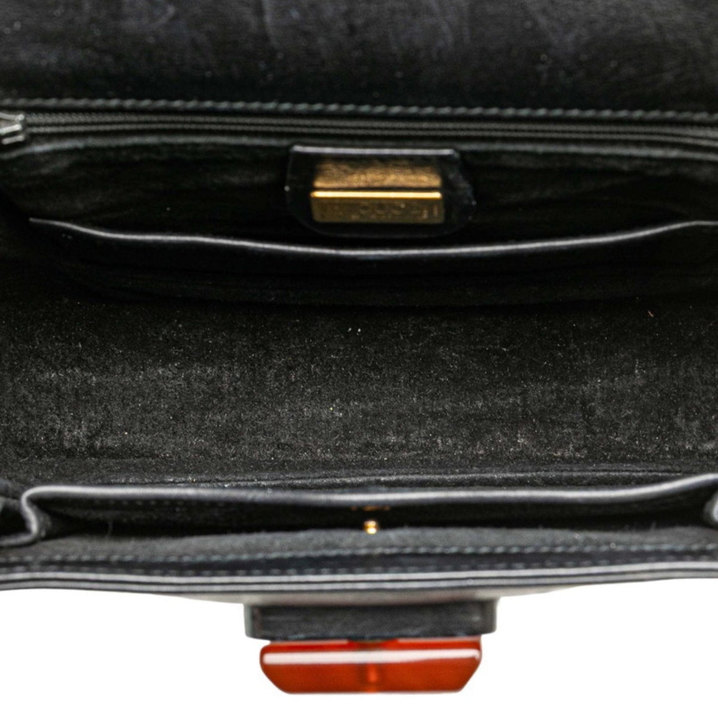 Gucci Black Brown Leather Plastic Handbag ( )