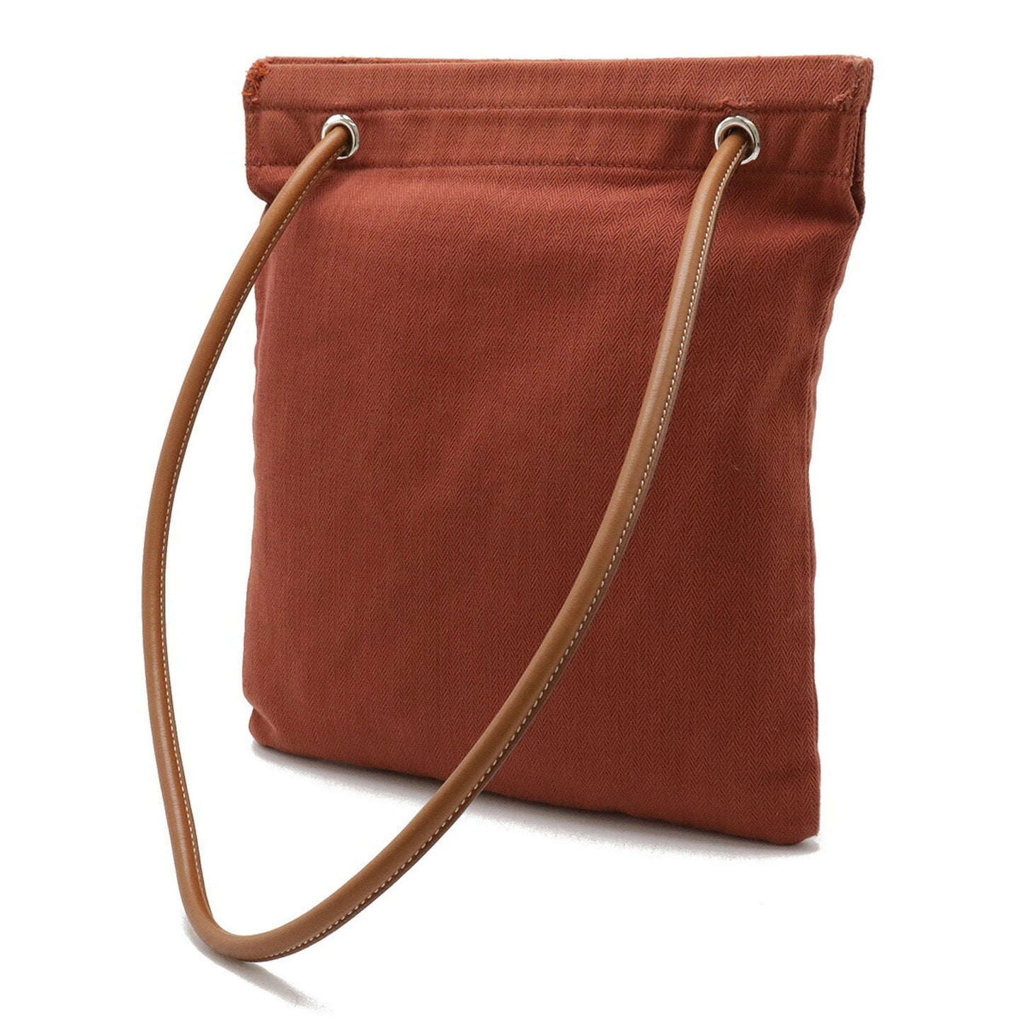 Hermes Brown Toile Chevron Leather Shoulder Bag ( )