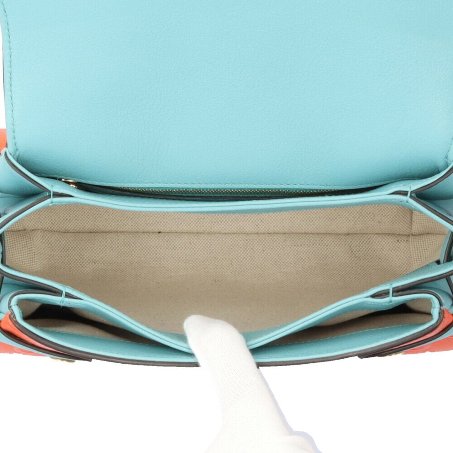 Gucci Light Blue Orange Leather Shoulder Bag ( )