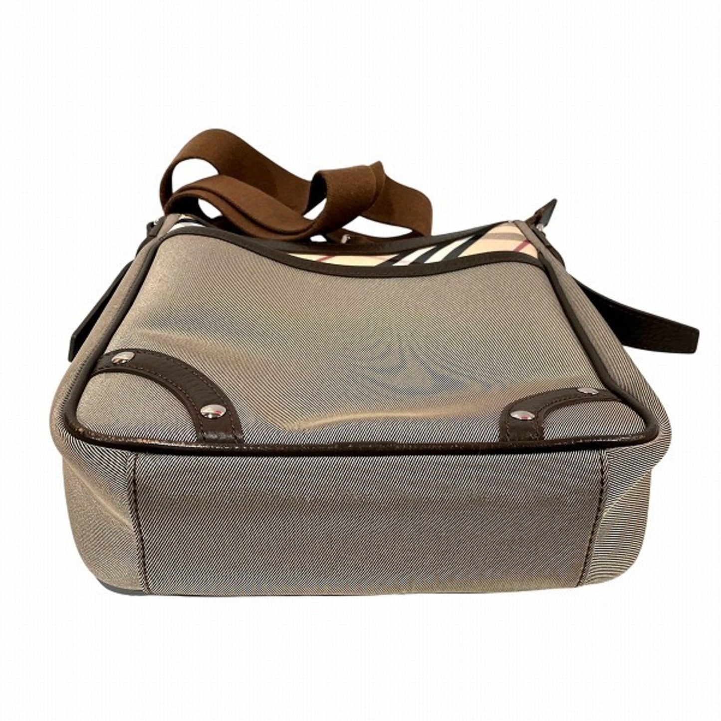 Burberry Khaki Canvas Leather Shoulder Bag ( )