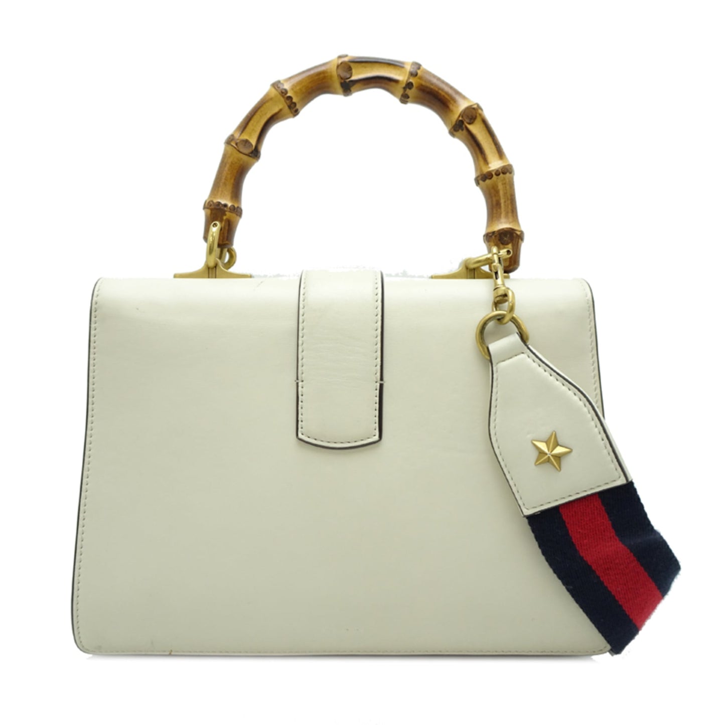 Gucci Black White Bamboo Leather Handbag ( )